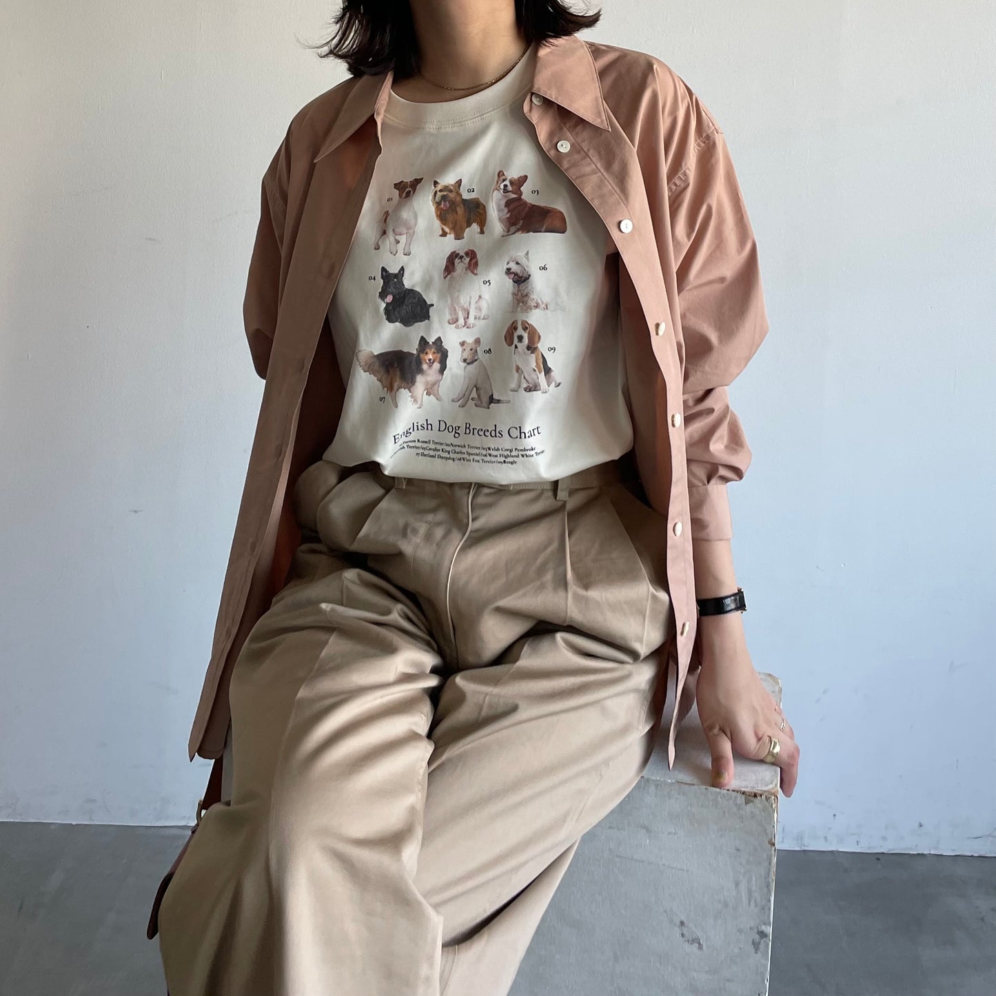 【8/29(金)21時〜プレオーダー開始】lalagom ブリティッシュドッグプリントTシャツ