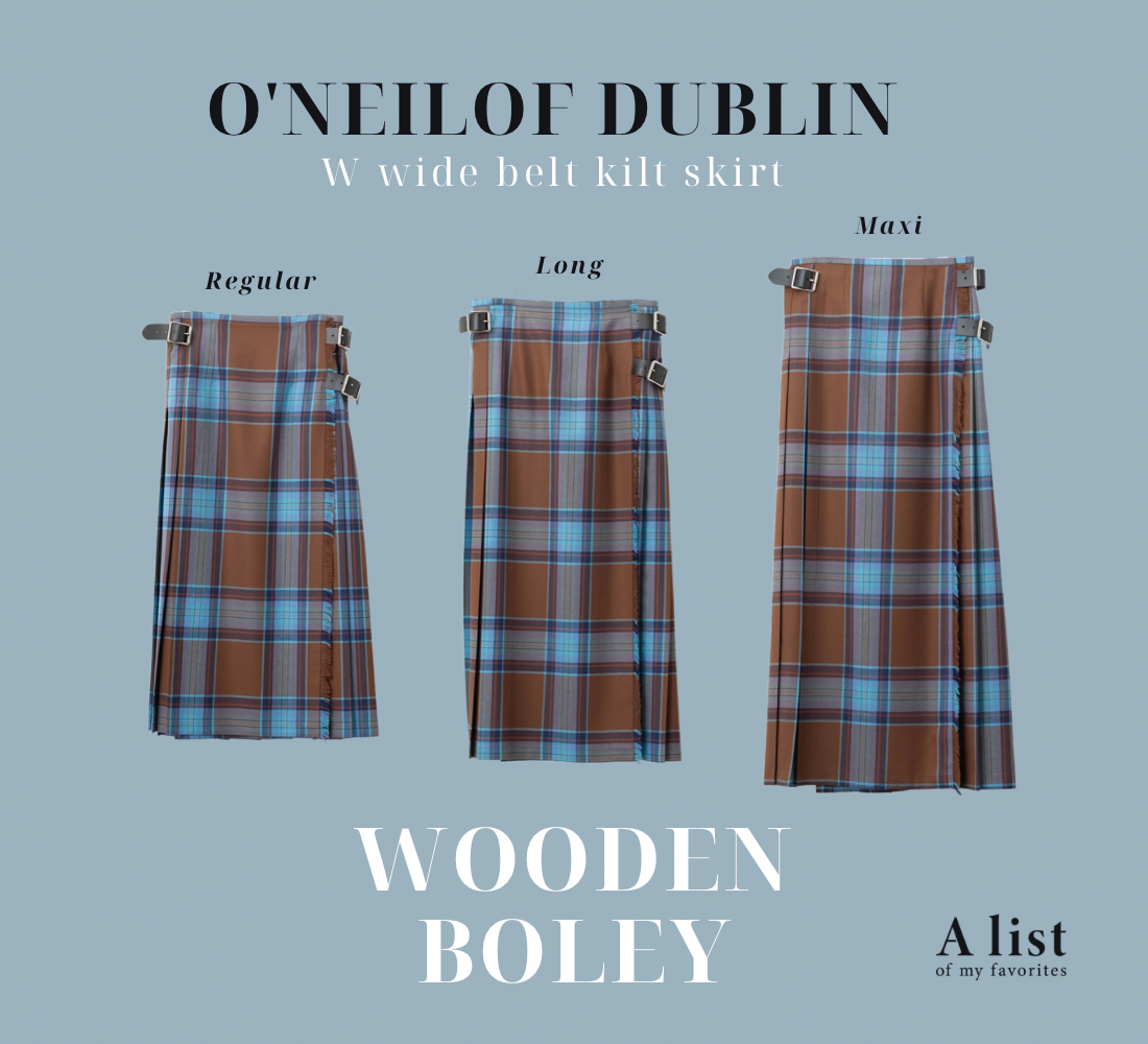 【10/31(金)21時〜プレオーダー開始】O'neil of Dublin キルトスカート ダブルベルト ウッデンボーレイ