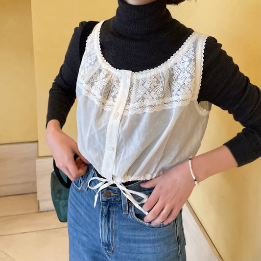 lalagom コットンレースキャミソール