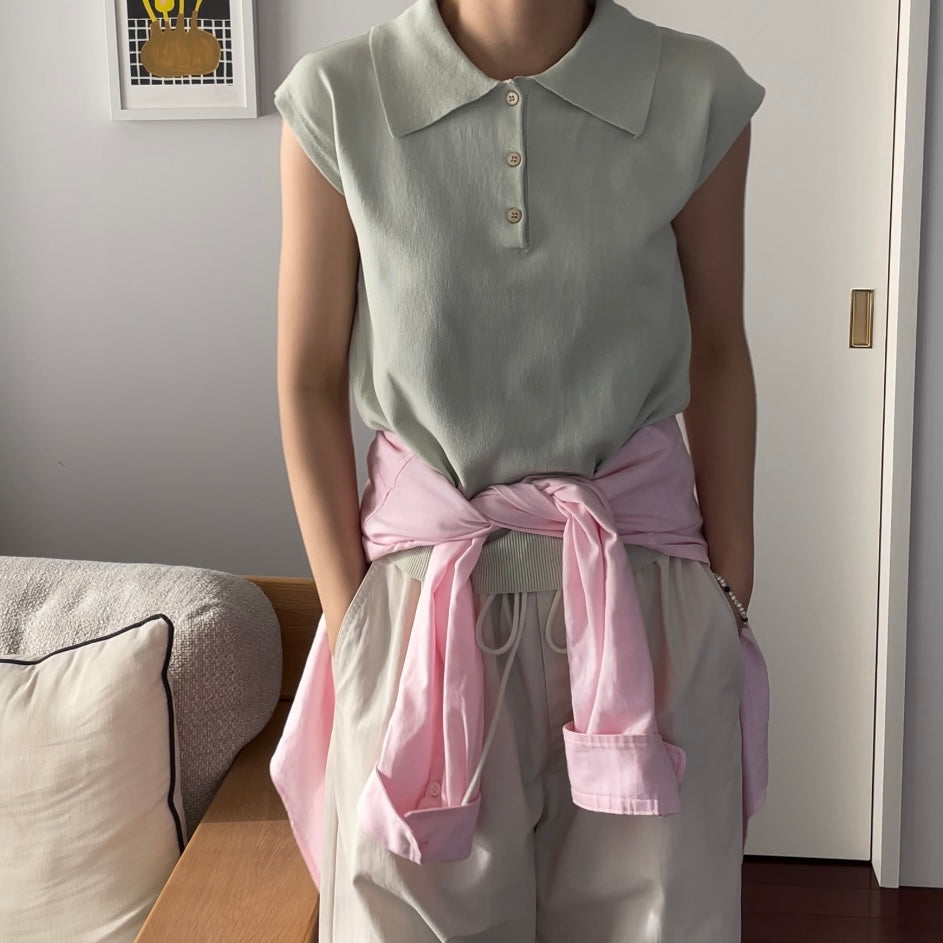 lalagom フレンチニットポロシャツ
