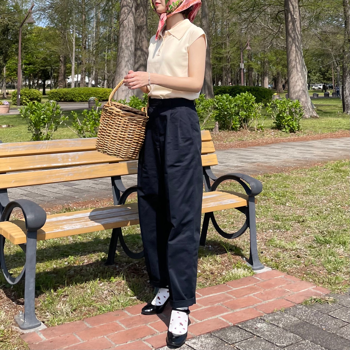 lalagom フレンチニットポロシャツ