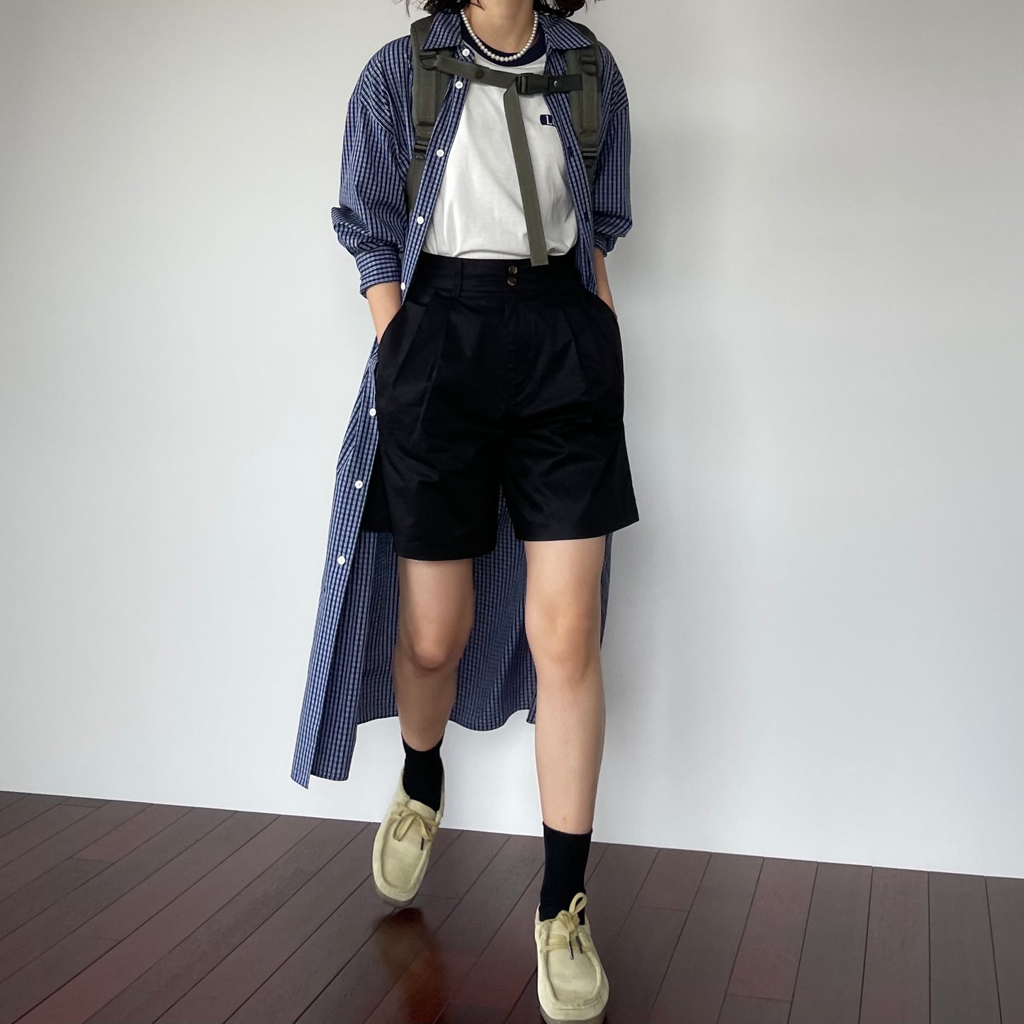 lalagom タックハーフパンツ