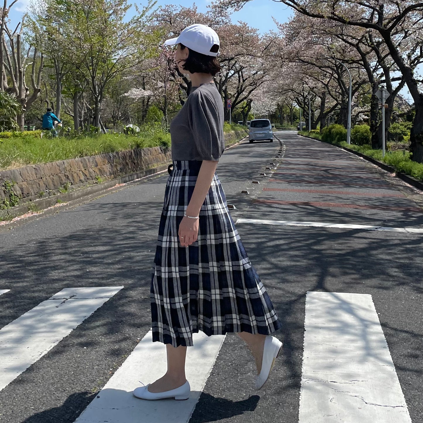 O'neil of Dublin リネンキルトスカート レカフレア オールラウンドプリーツ