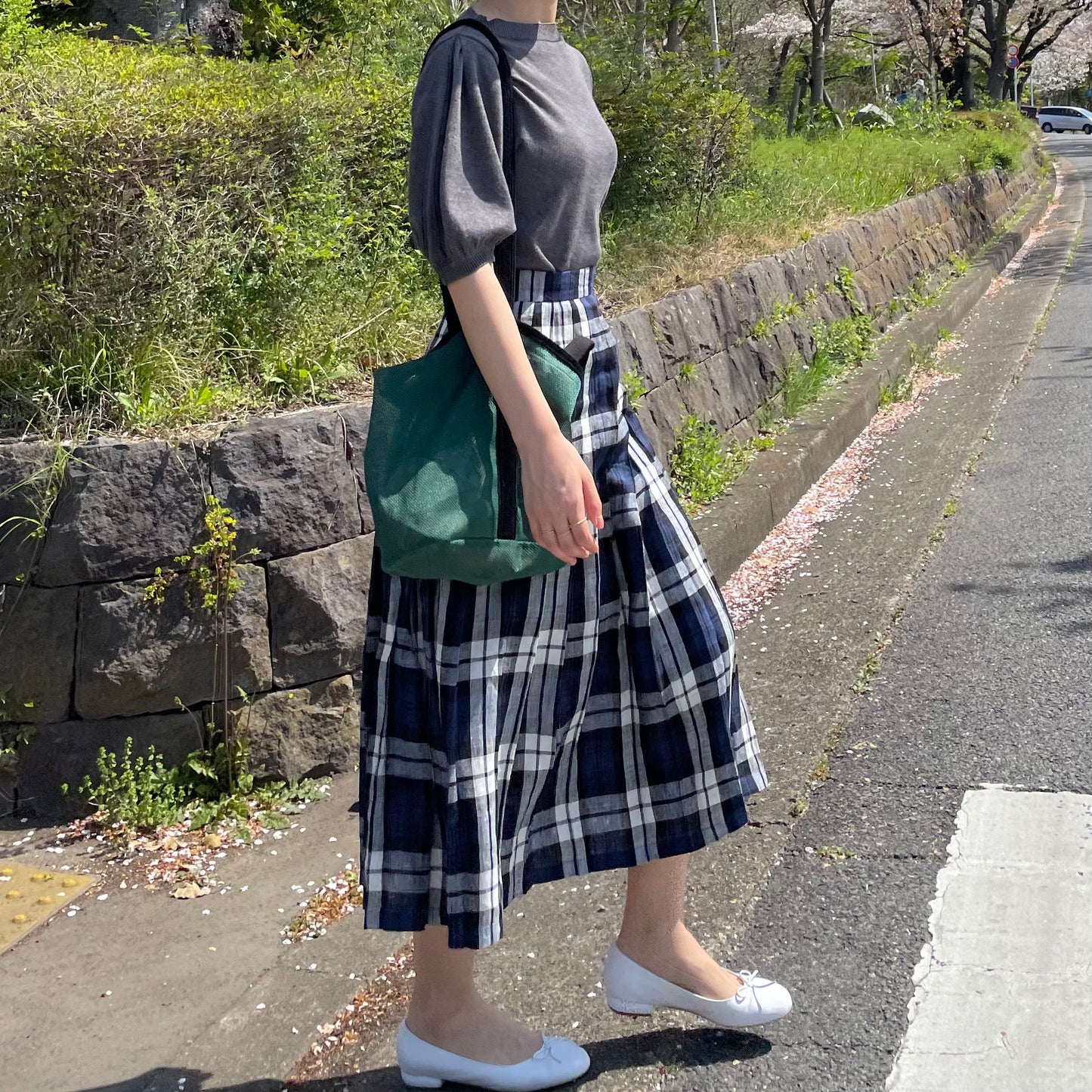 O'neil of Dublin リネンキルトスカート レカフレア オールラウンドプリーツ