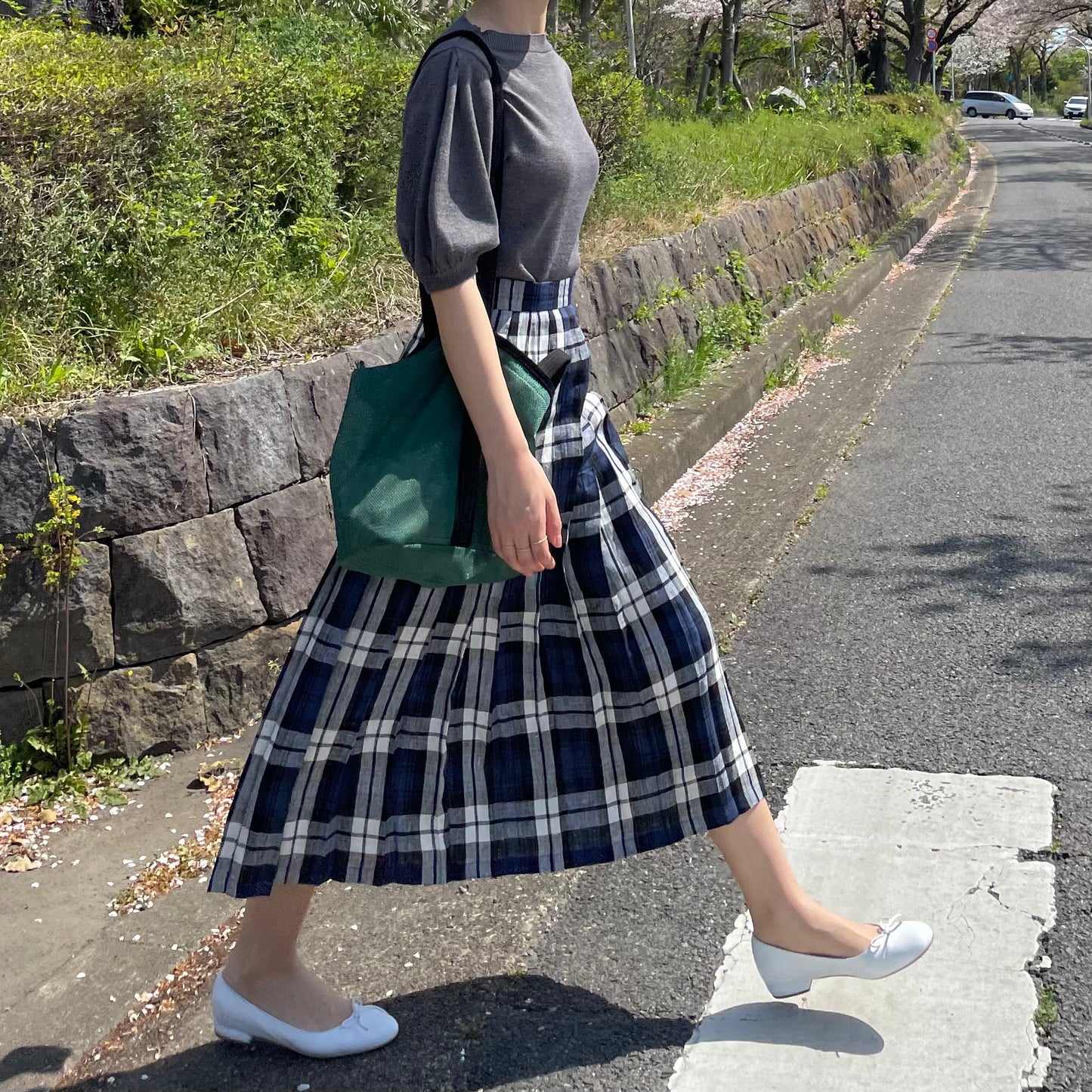 O'neil of Dublin リネンキルトスカート レカフレア オールラウンドプリーツ