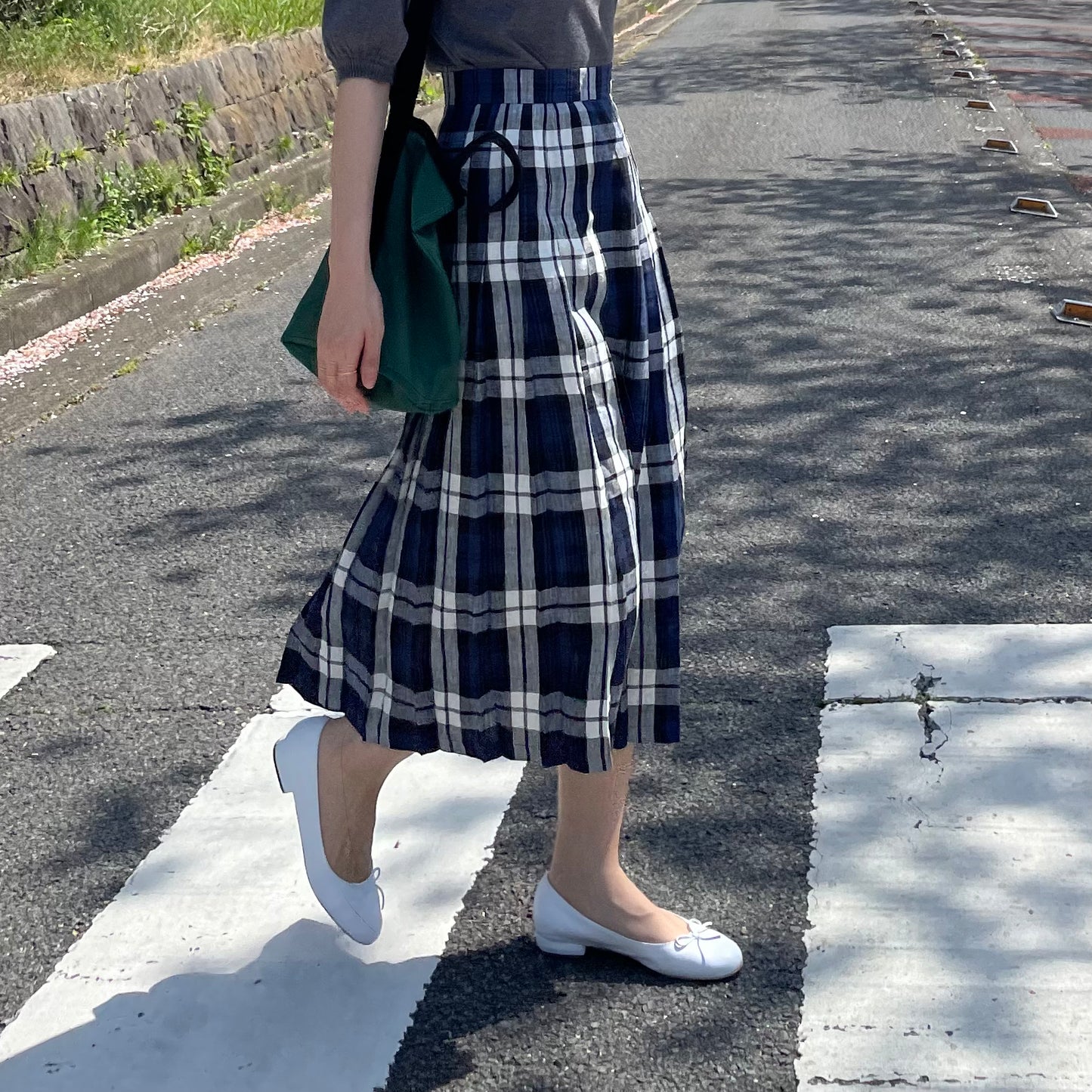 O'neil of Dublin リネンキルトスカート レカフレア オールラウンドプリーツ
