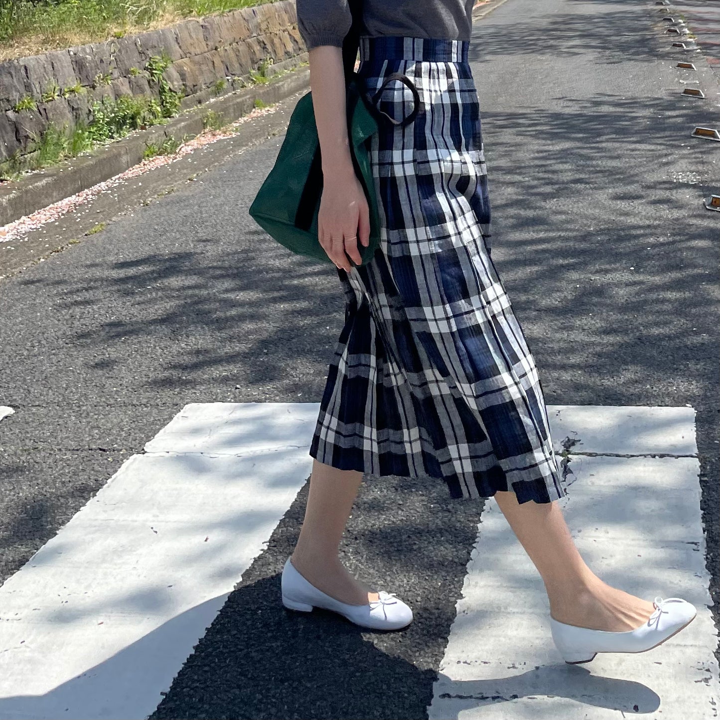 O'neil of Dublin リネンキルトスカート レカフレア オールラウンドプリーツ