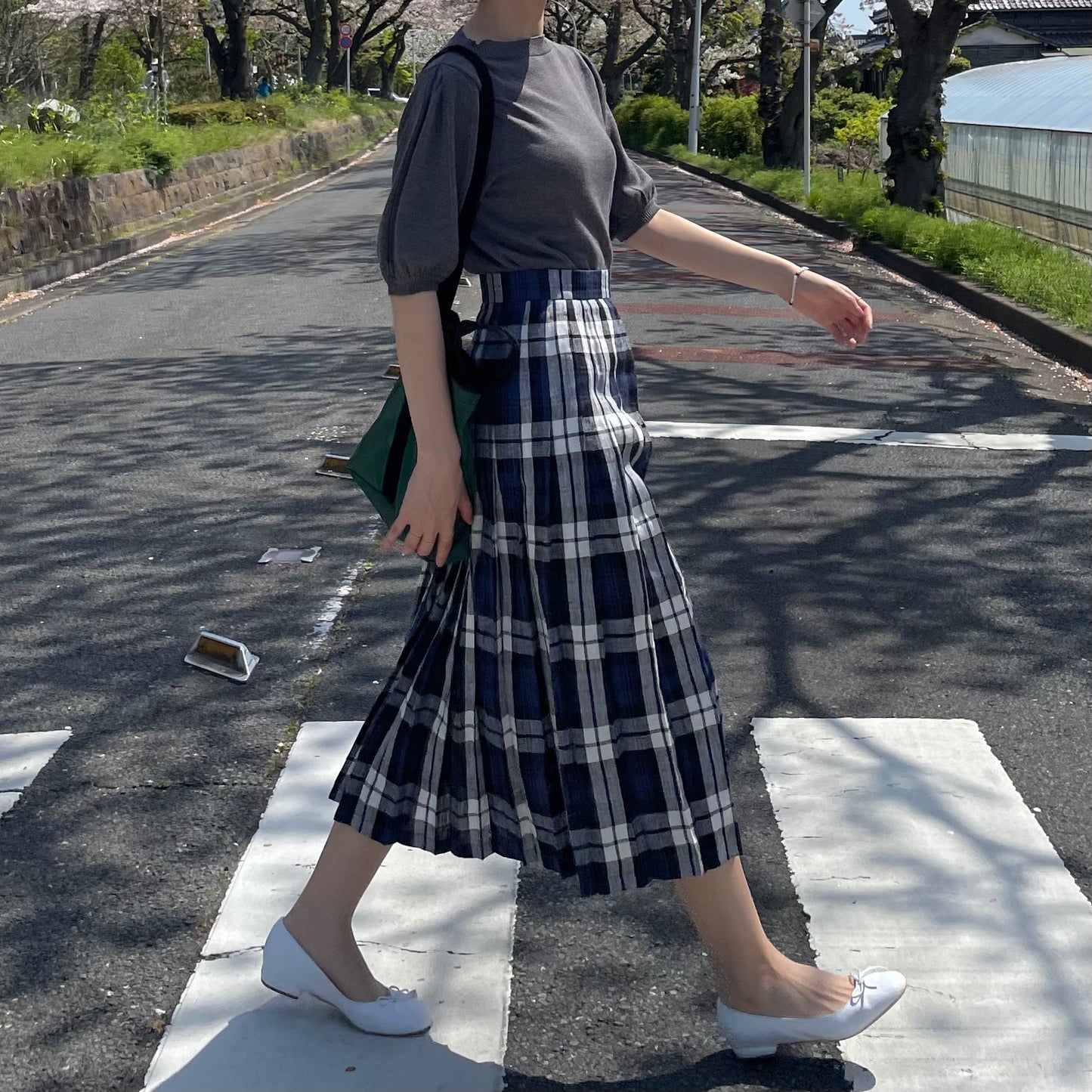 O'neil of Dublin リネンキルトスカート レカフレア オールラウンドプリーツ