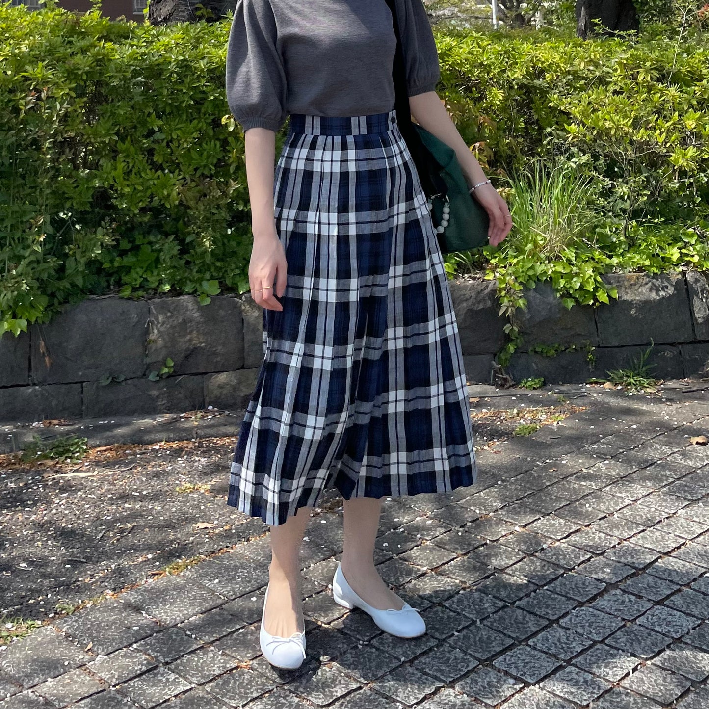 O'neil of Dublin リネンキルトスカート レカフレア オールラウンドプリーツ