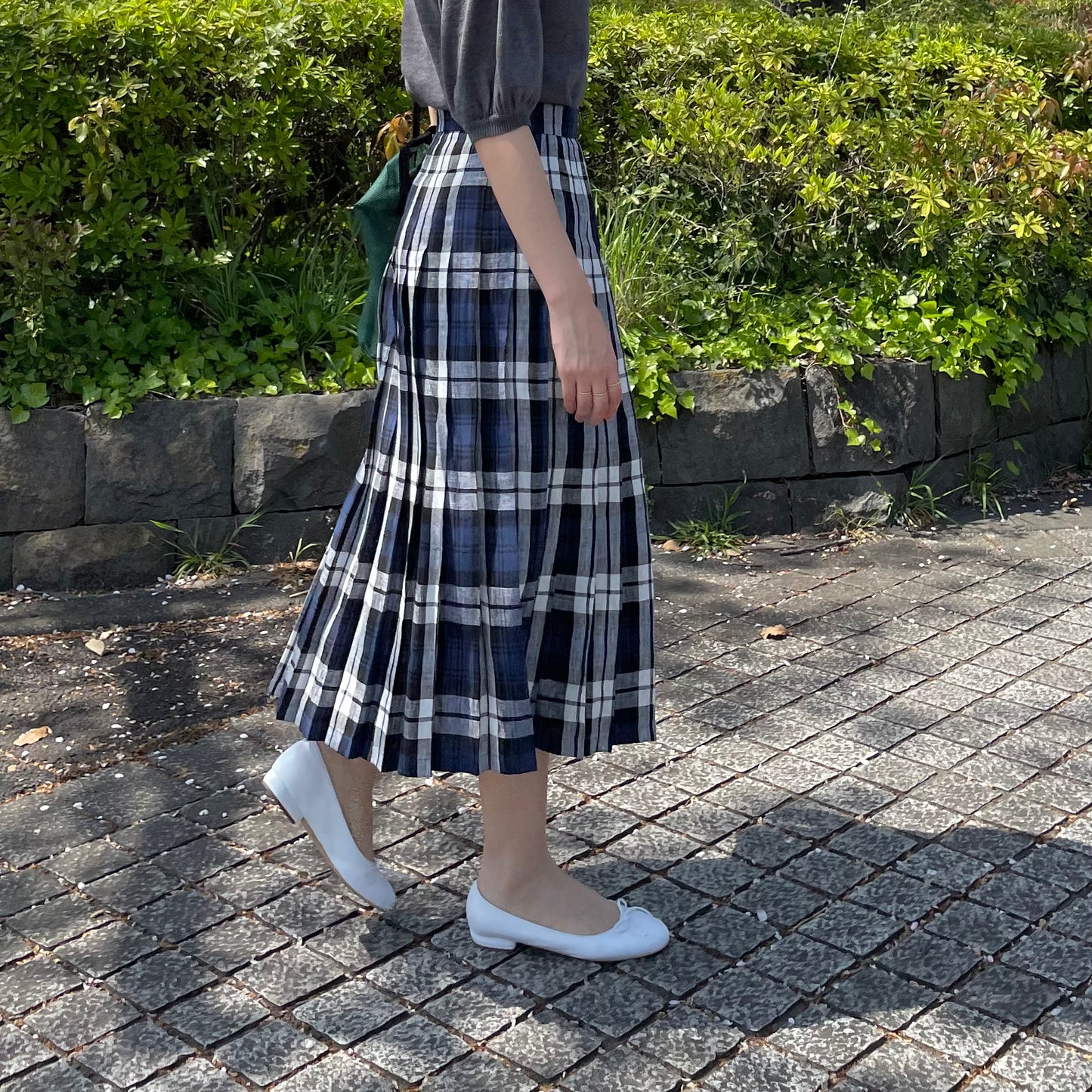 O'neil of Dublin リネンキルトスカート レカフレア オールラウンドプリーツ