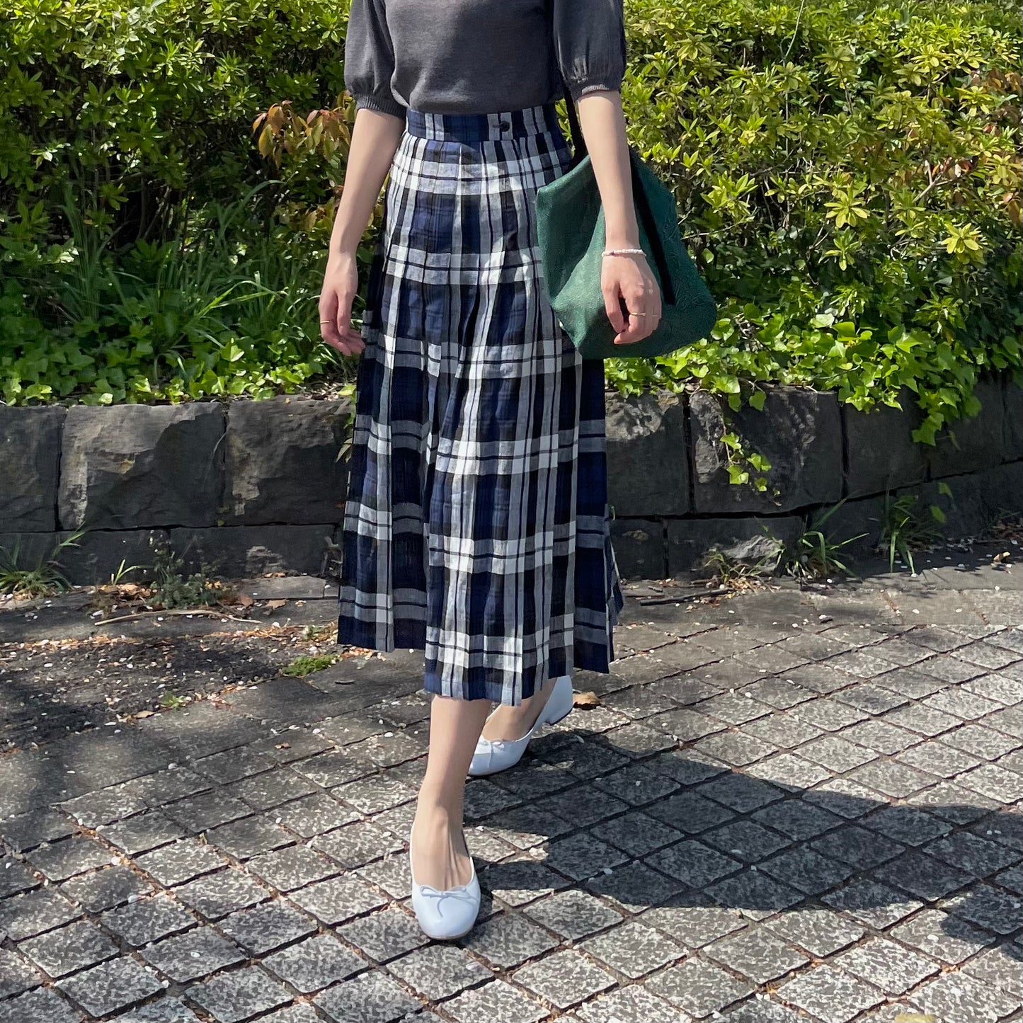 O'neil of Dublin リネンキルトスカート レカフレア オールラウンドプリーツ