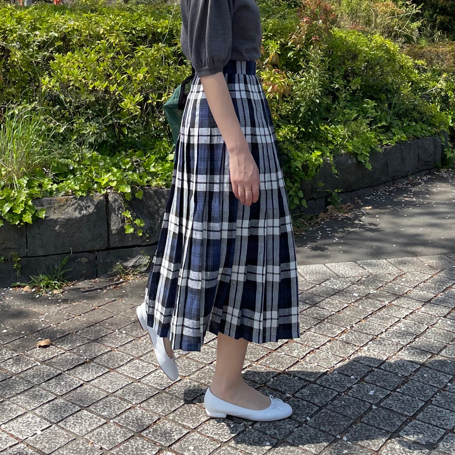 O'neil of Dublin リネンキルトスカート レカフレア オールラウンドプリーツ