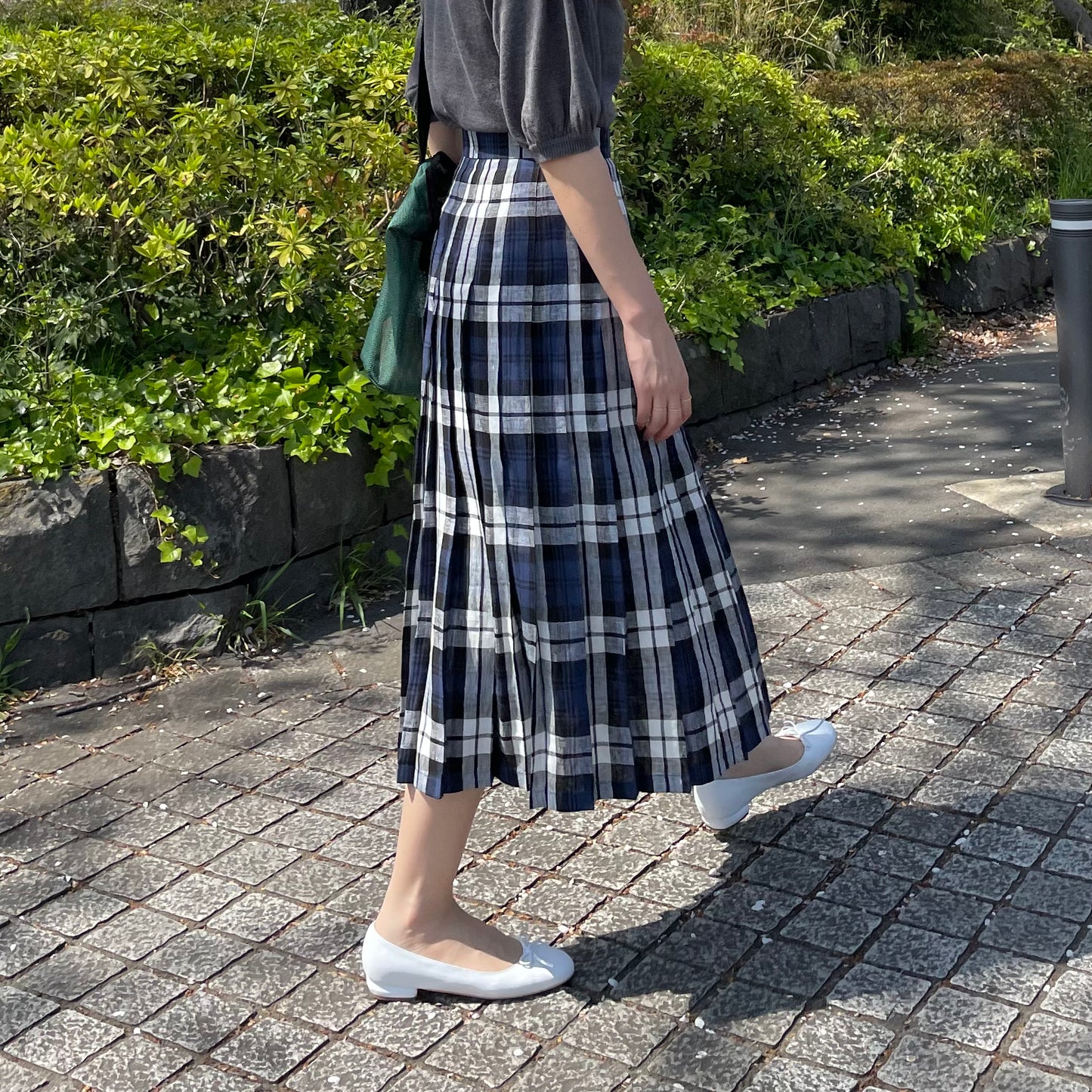 O'neil of Dublin リネンキルトスカート レカフレア オールラウンドプリーツ