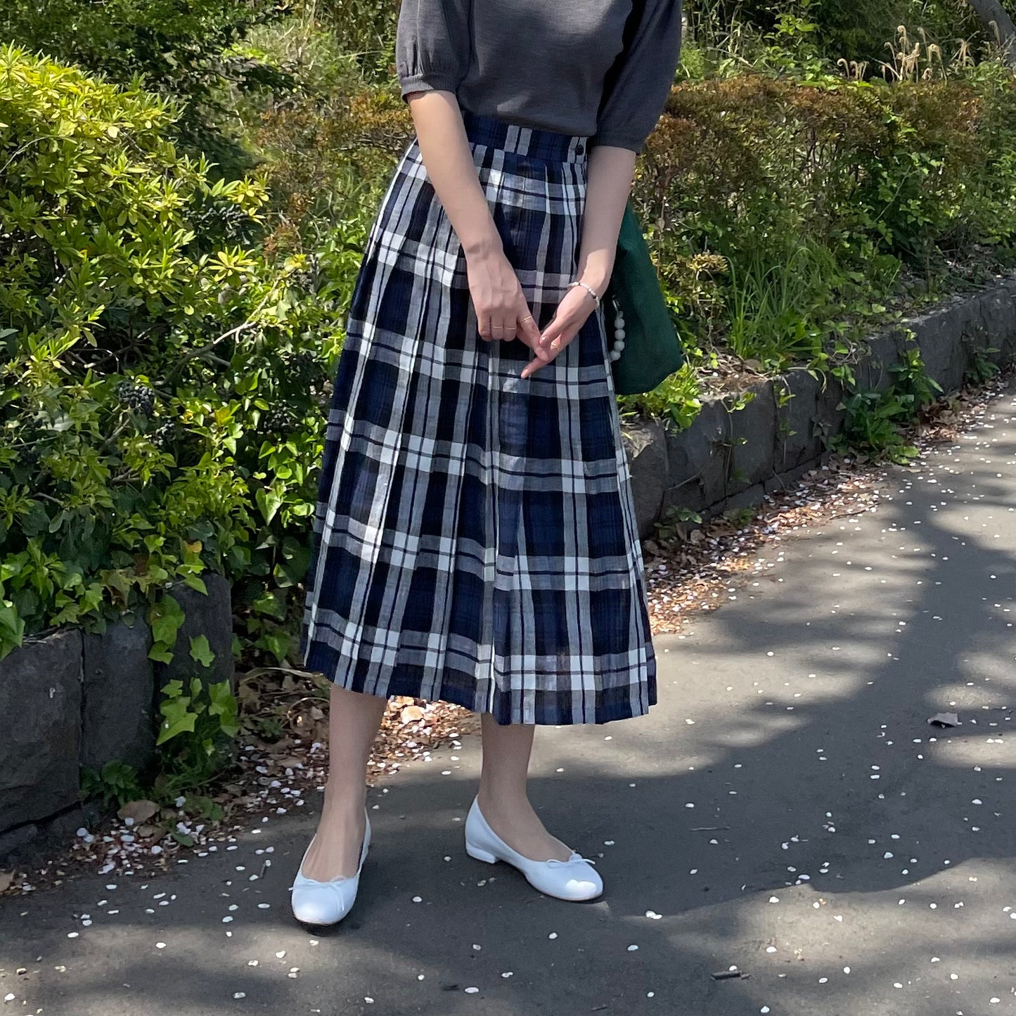 O'neil of Dublin リネンキルトスカート レカフレア オールラウンドプリーツ