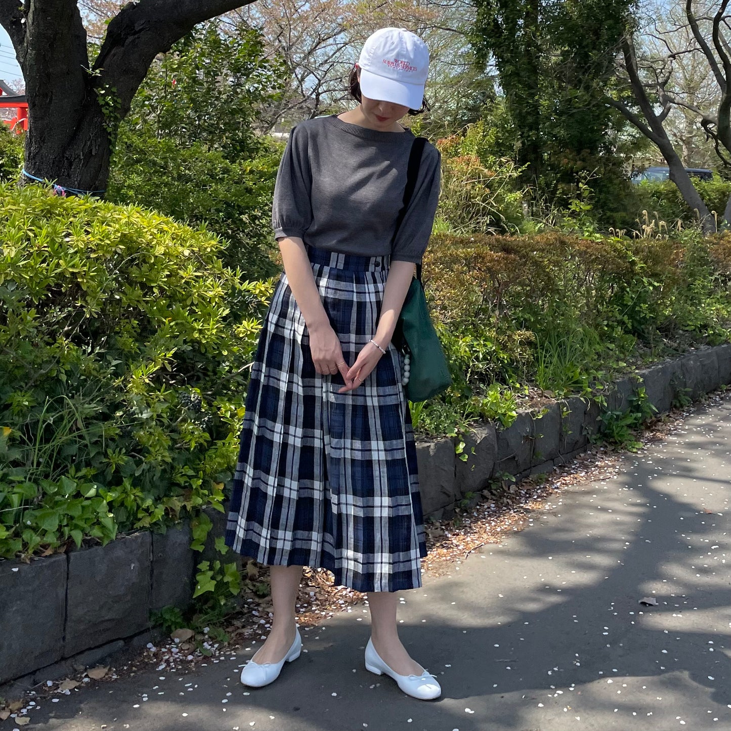 O'neil of Dublin リネンキルトスカート レカフレア オールラウンドプリーツ