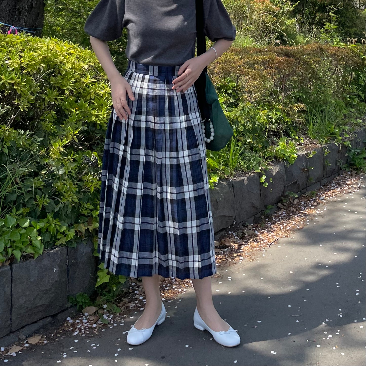 O'neil of Dublin リネンキルトスカート レカフレア オールラウンドプリーツ