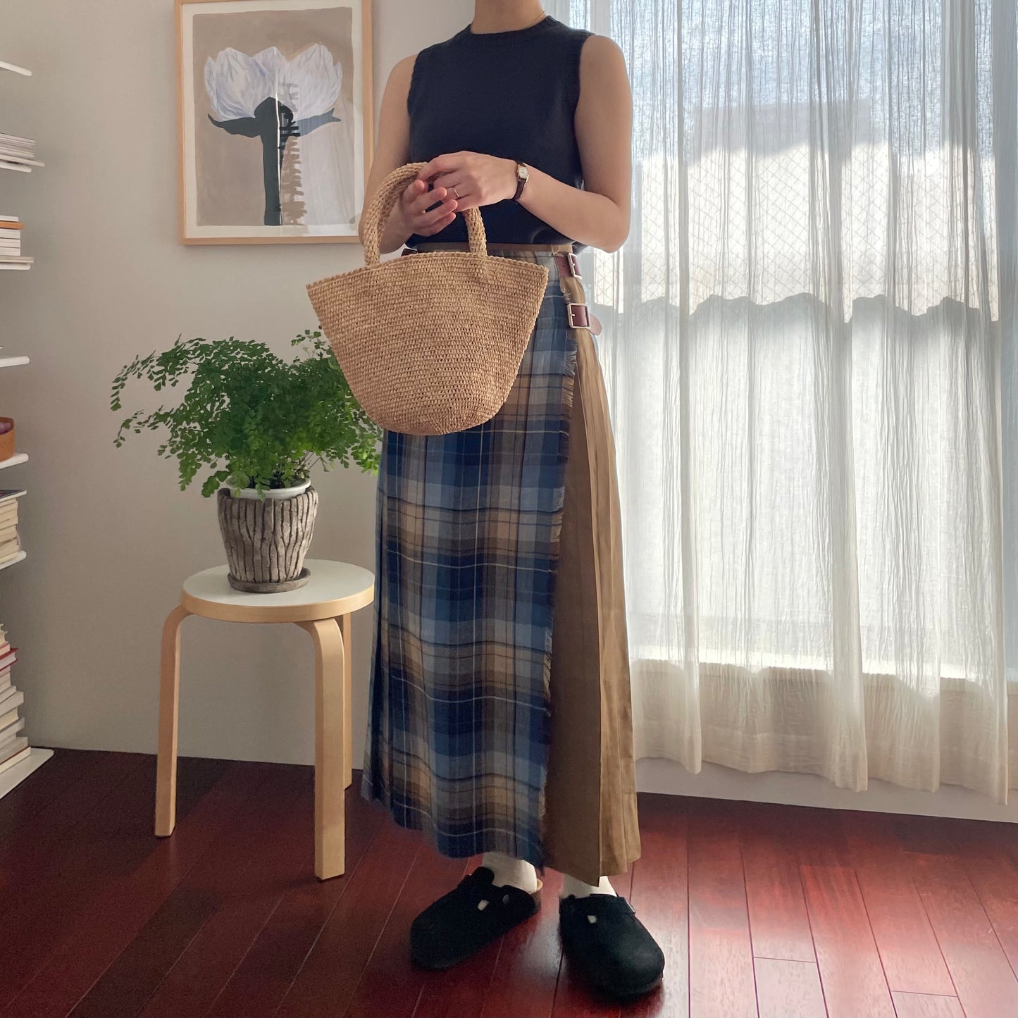 O'neil of Dublin リネンキルトスカート バラナファドッグ コンビネーション ダブルベルト