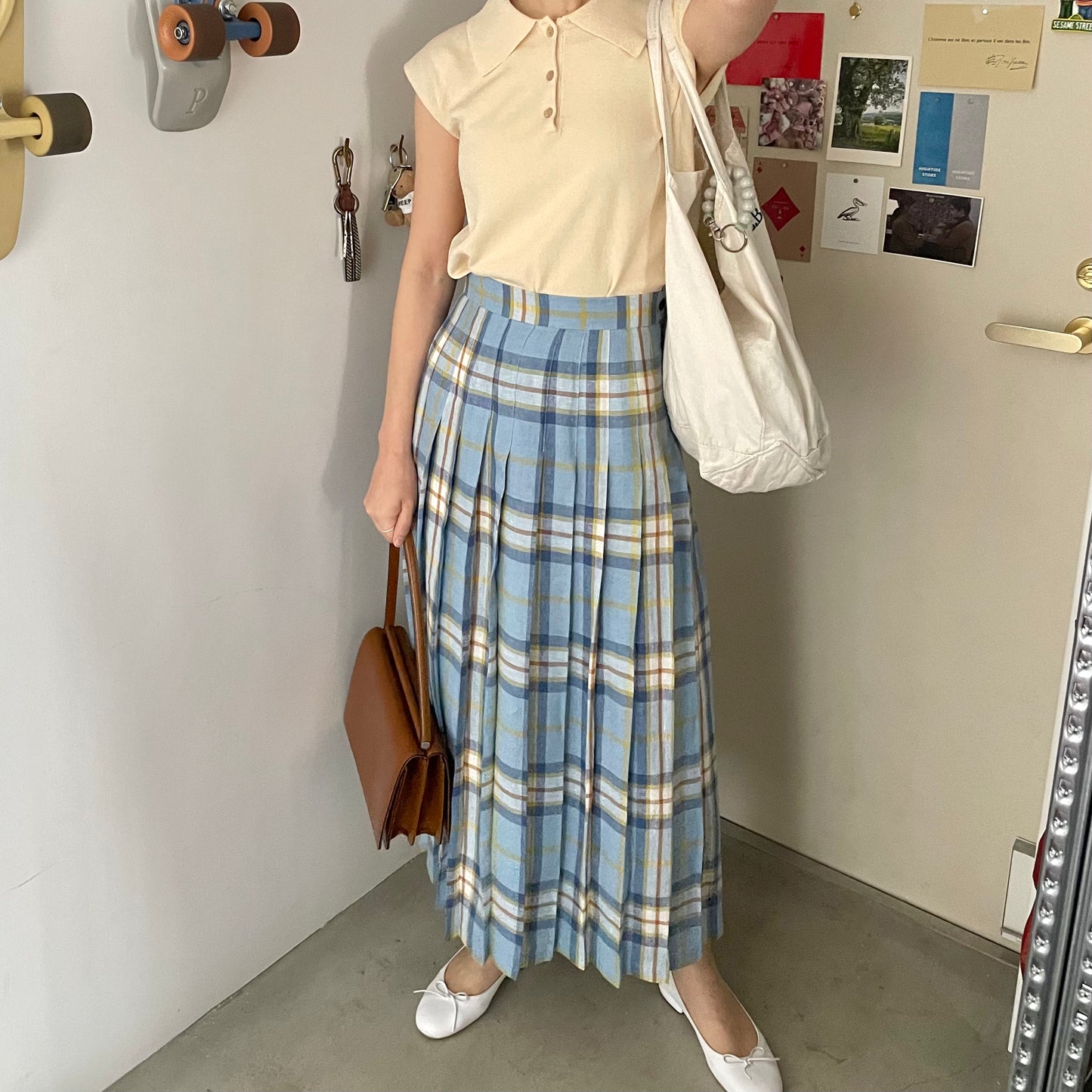 O'neil of Dublin リネンキルトスカート デリーキナイ オールラウンドプリーツ