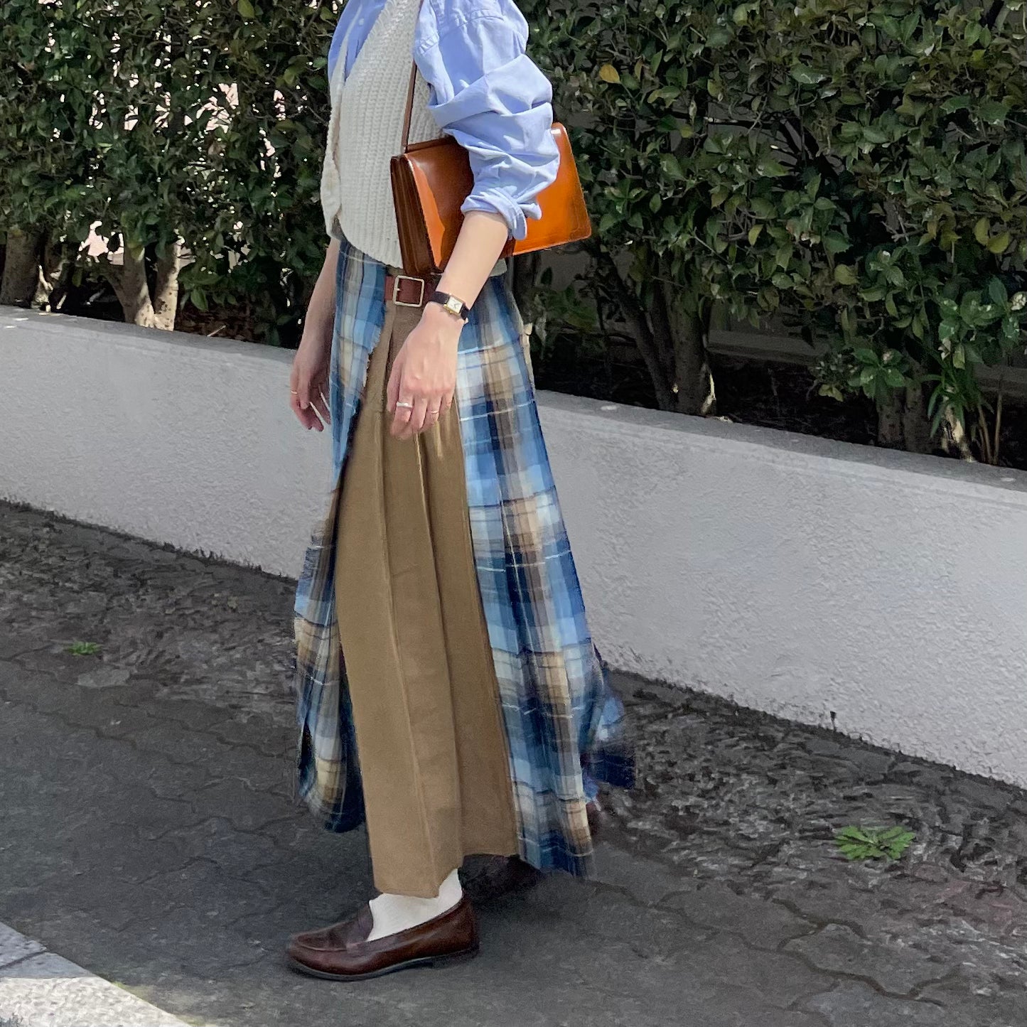O'neil of Dublin リネンキルトスカート バラナファドッグ コンビネーション ダブルベルト