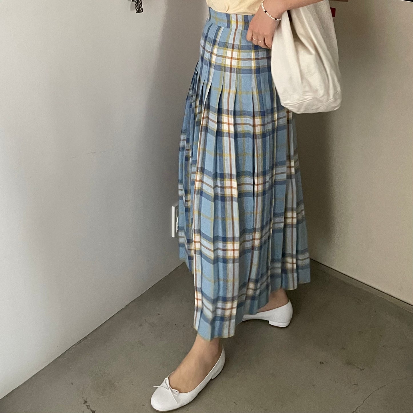 O'neil of Dublin リネンキルトスカート デリーキナイ オールラウンドプリーツ