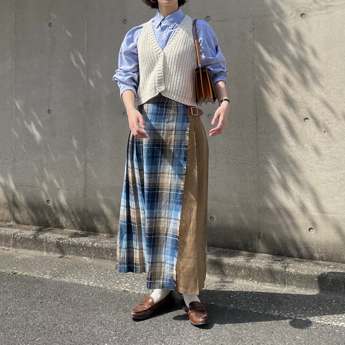 O'neil of Dublin リネンキルトスカート バラナファドッグ コンビネーション ダブルベルト