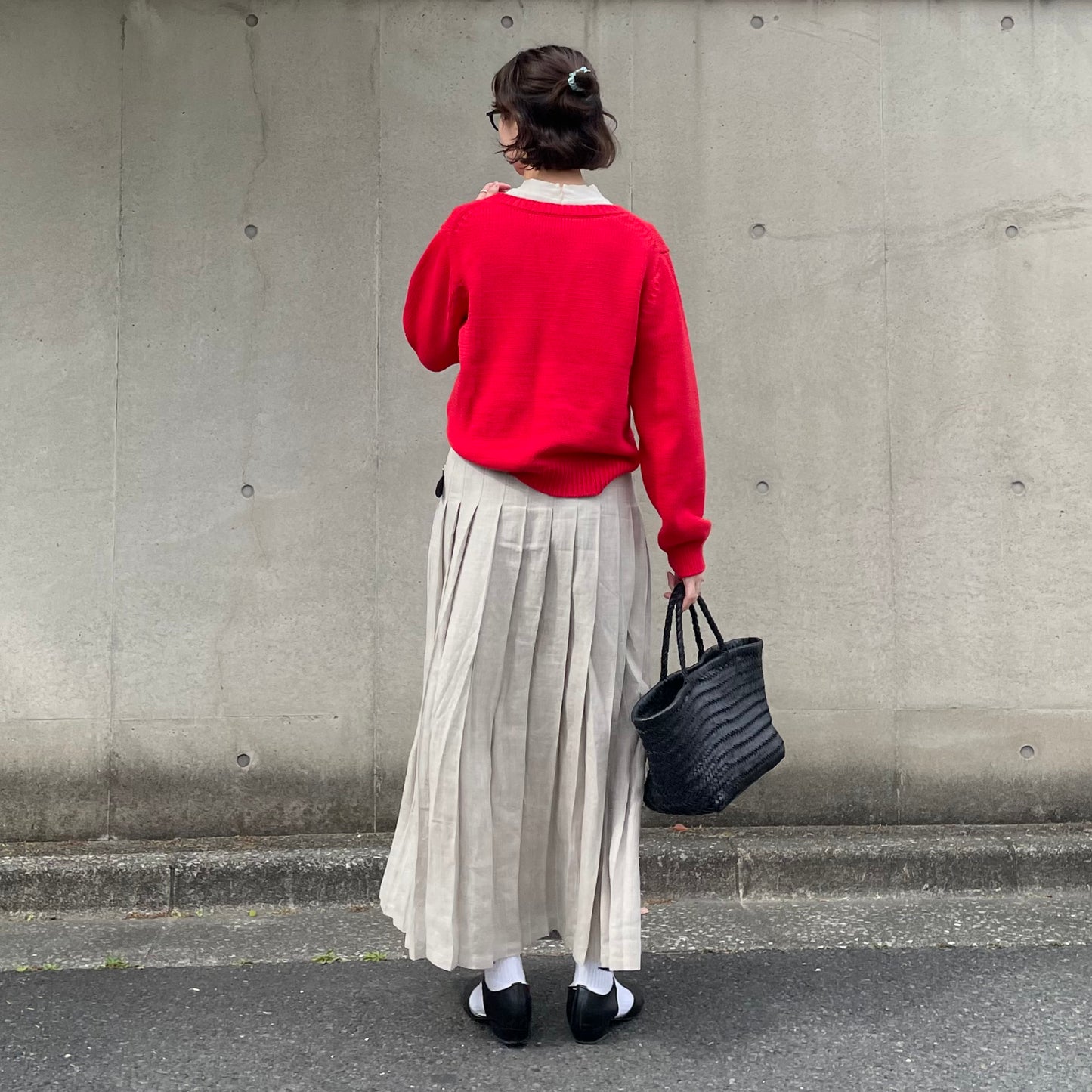 O'neil of Dublin リネンキルトスカート ストーンベージュ ワイドダブルベルト