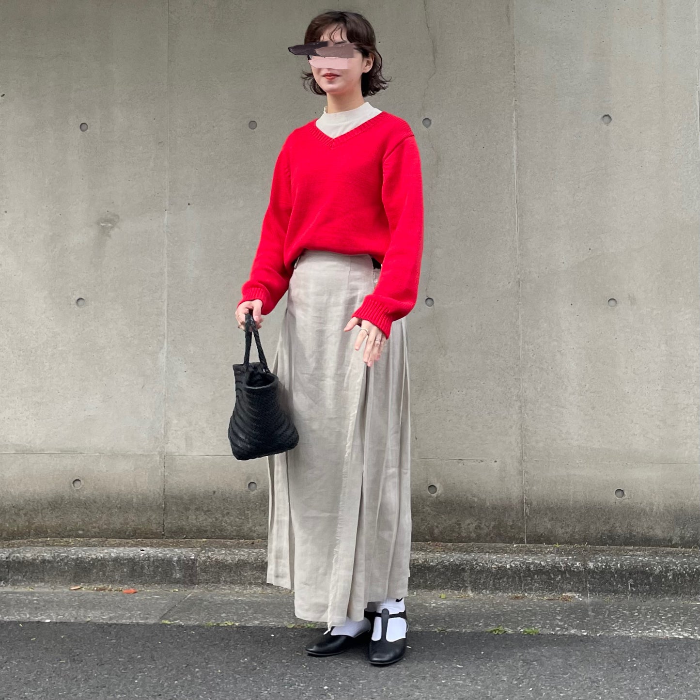O'neil of Dublin リネンキルトスカート ストーンベージュ ワイドダブルベルト