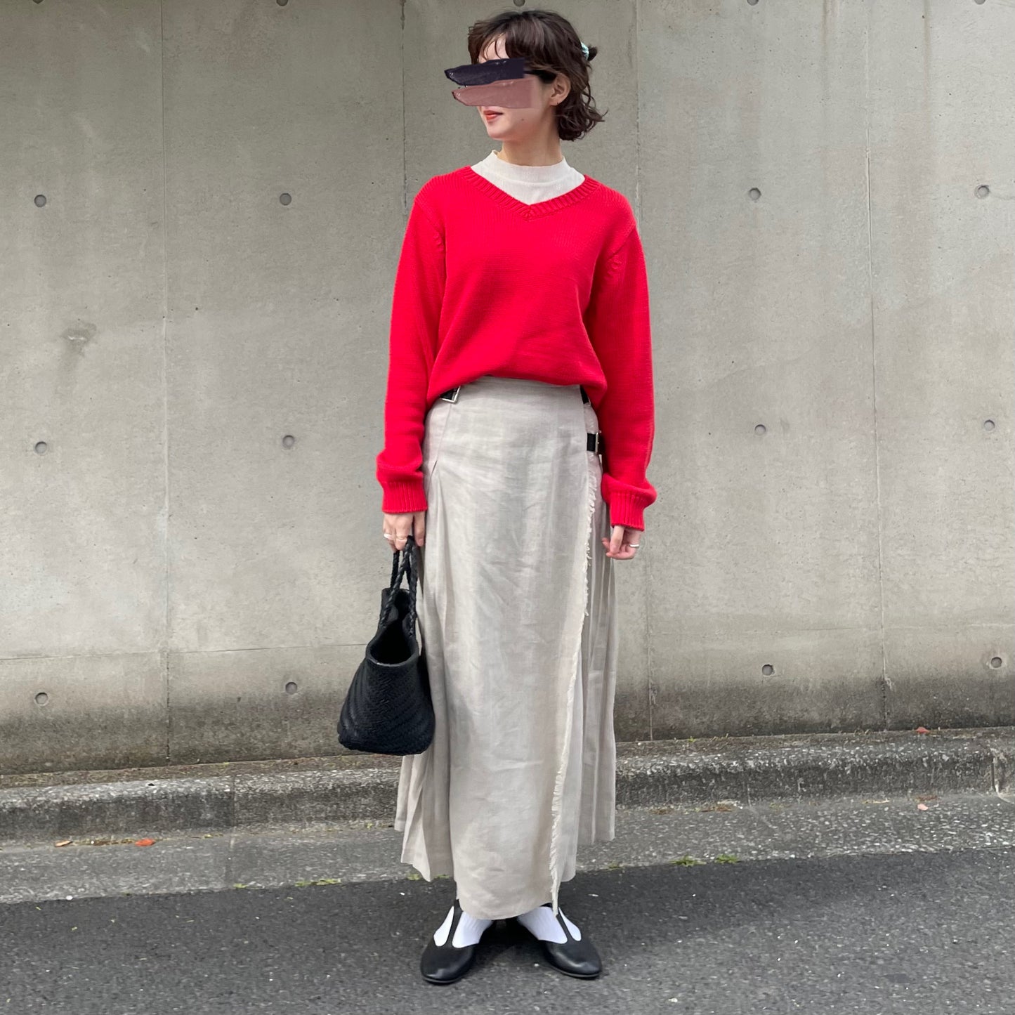 O'neil of Dublin リネンキルトスカート ストーンベージュ ワイドダブルベルト