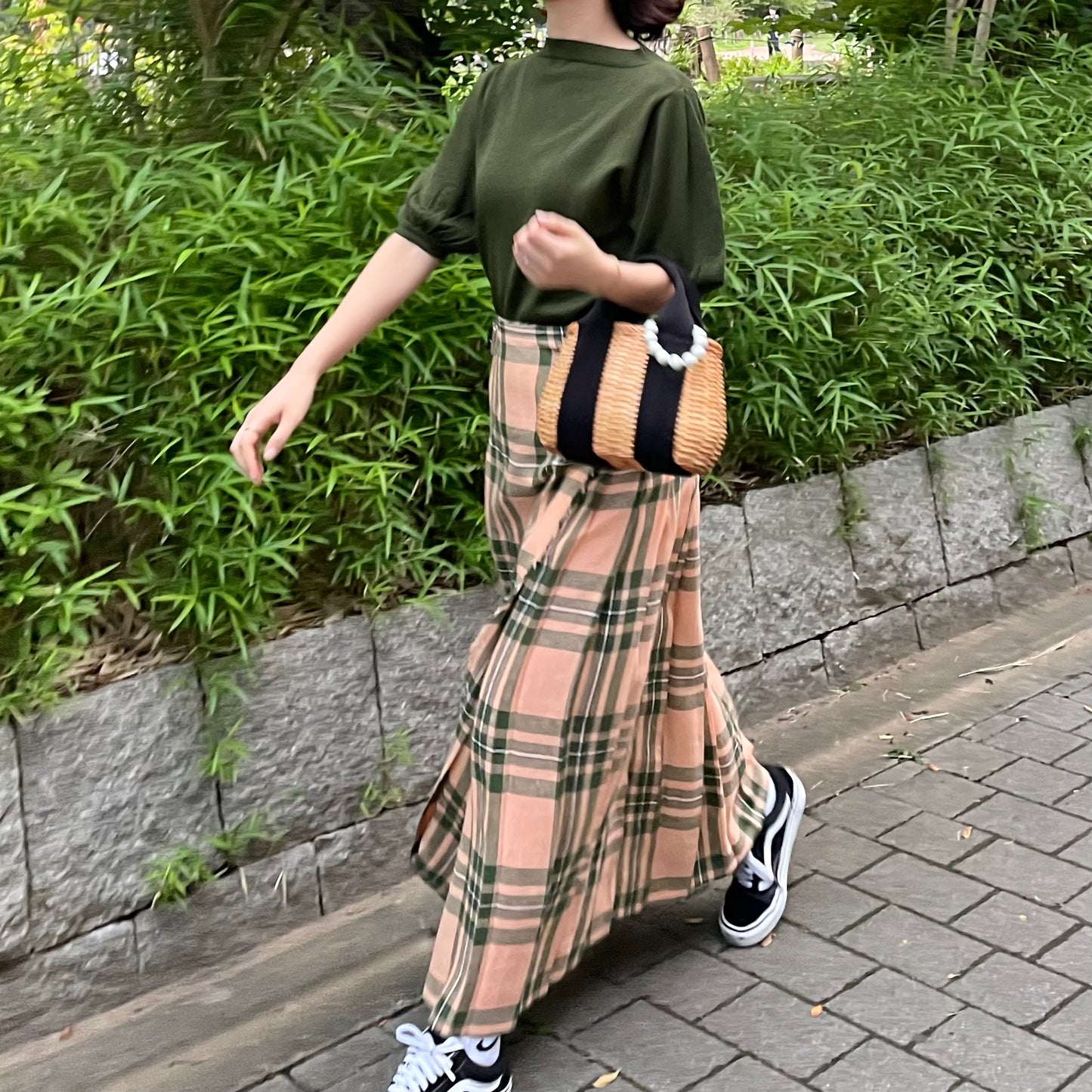 O'neil of Dublin リネンキルトスカート マウンターク ワイドダブルベルト