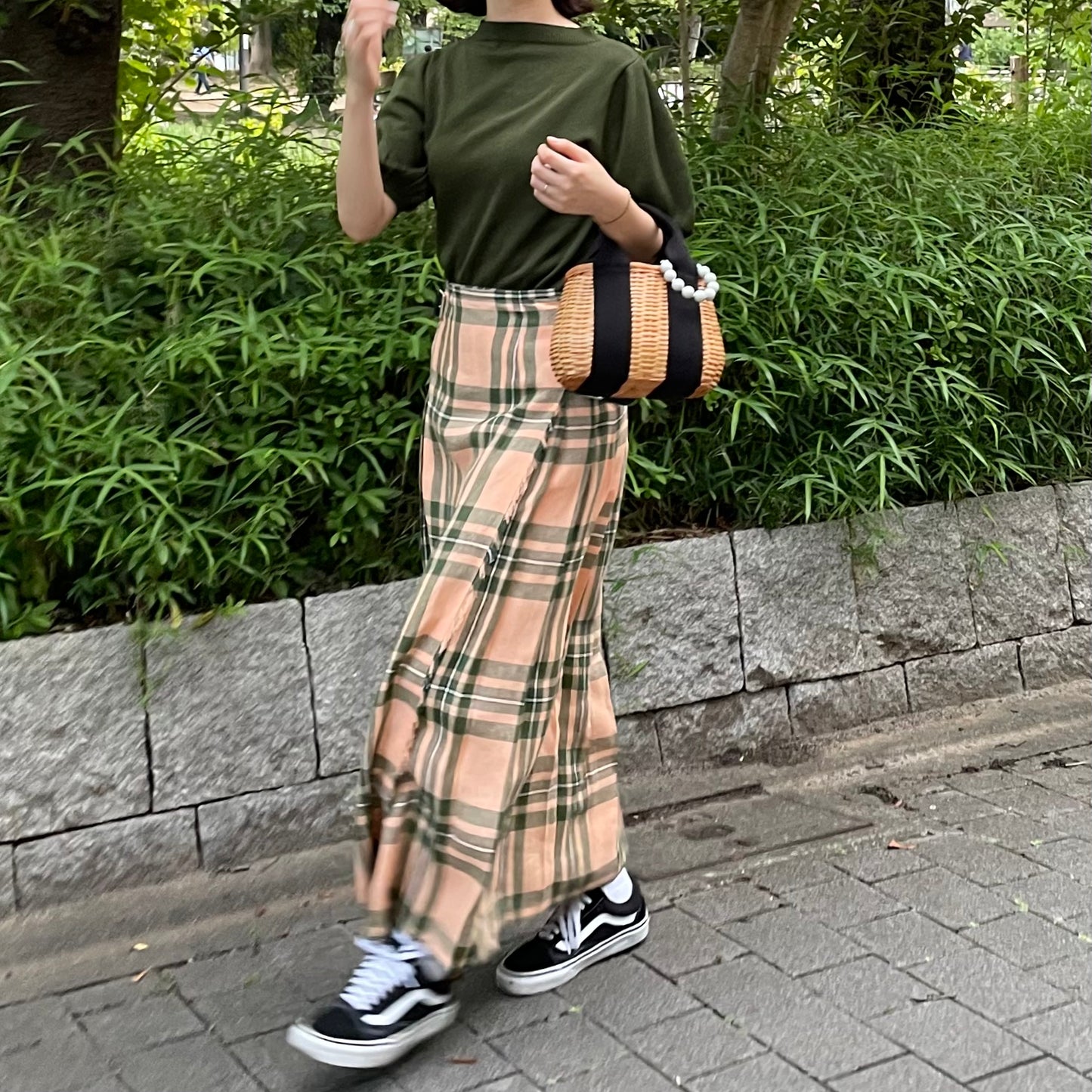 O'neil of Dublin リネンキルトスカート マウンターク ワイドダブルベルト