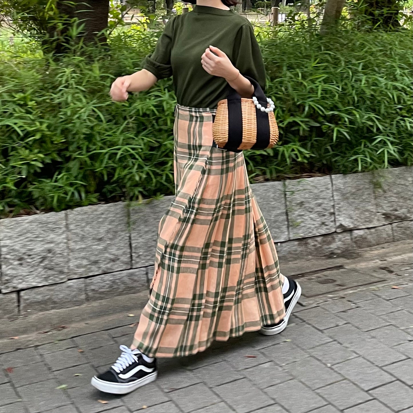 O'neil of Dublin リネンキルトスカート マウンターク ワイドダブルベルト