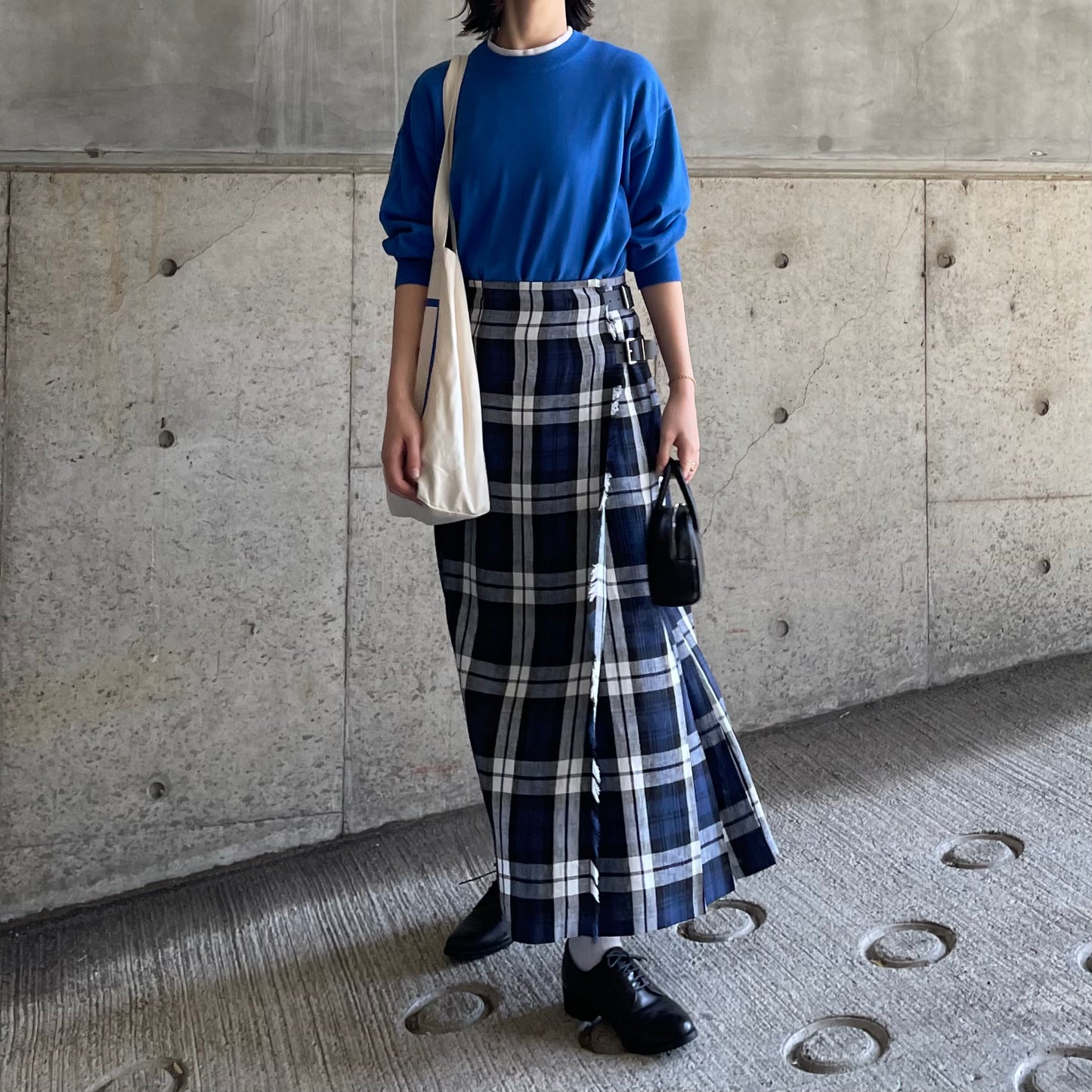 O'neil of Dublin リネンキルトスカート レカフレア ワイドダブルベルト