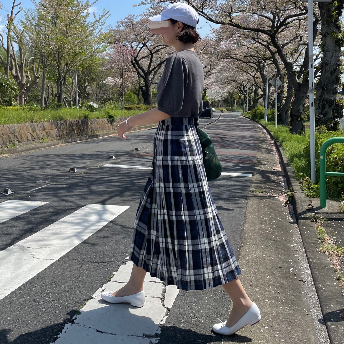 O'neil of Dublin リネンキルトスカート レカフレア オールラウンドプリーツ