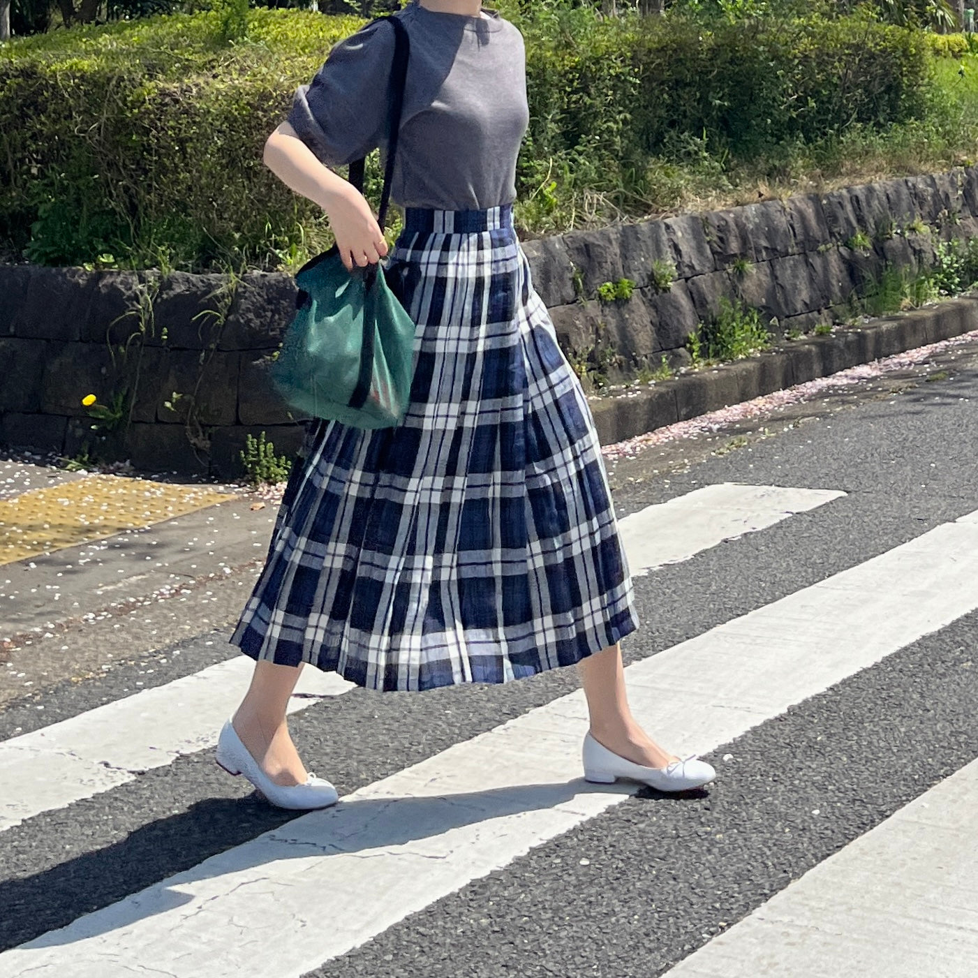 O'neil of Dublin リネンキルトスカート レカフレア オールラウンドプリーツ