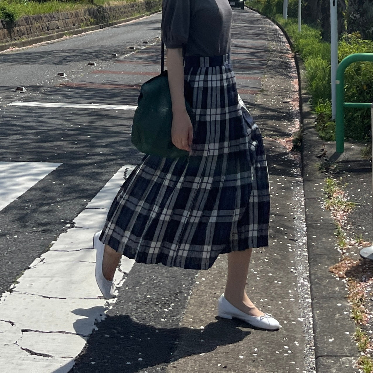 O'neil of Dublin リネンキルトスカート レカフレア オールラウンドプリーツ