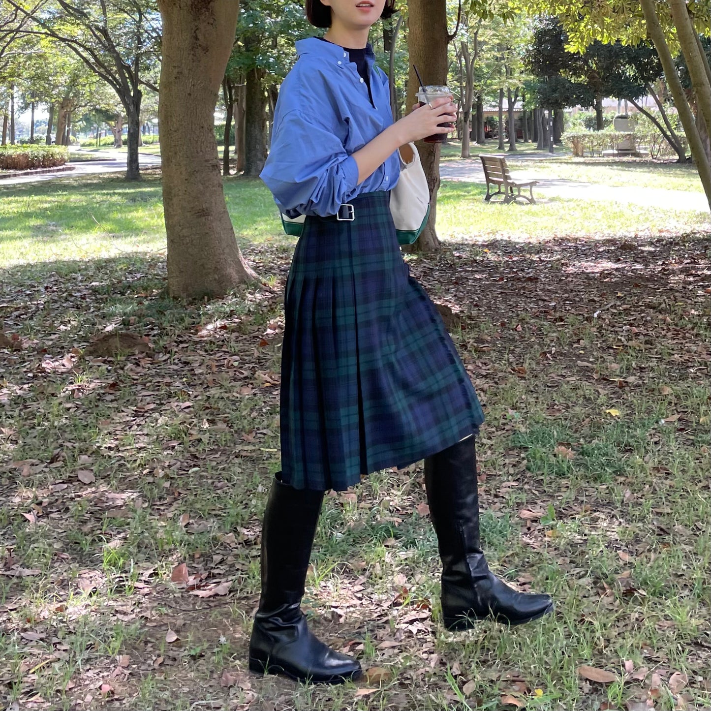 【10/31(金)21時〜プレオーダー開始】O'neil of Dublin キルトスカート ダブルベルト ブラックウォッチ