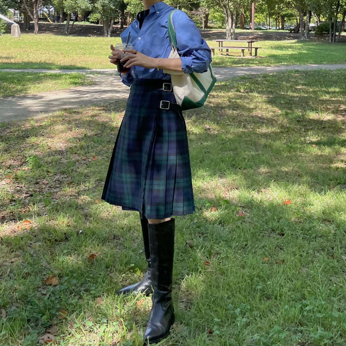 【10/31(金)21時〜プレオーダー開始】O'neil of Dublin キルトスカート ダブルベルト ブラックウォッチ