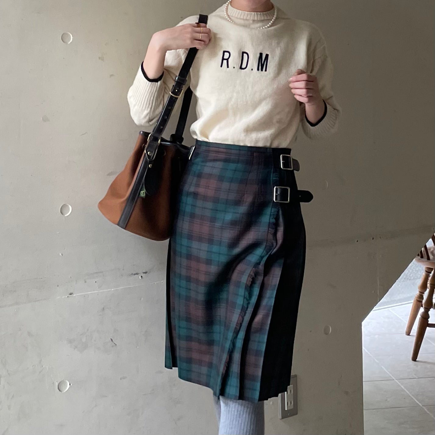 【10/31(金)21時〜プレオーダー開始】O'neil of Dublin キルトスカート ダブルベルト ブラウンウォッチ