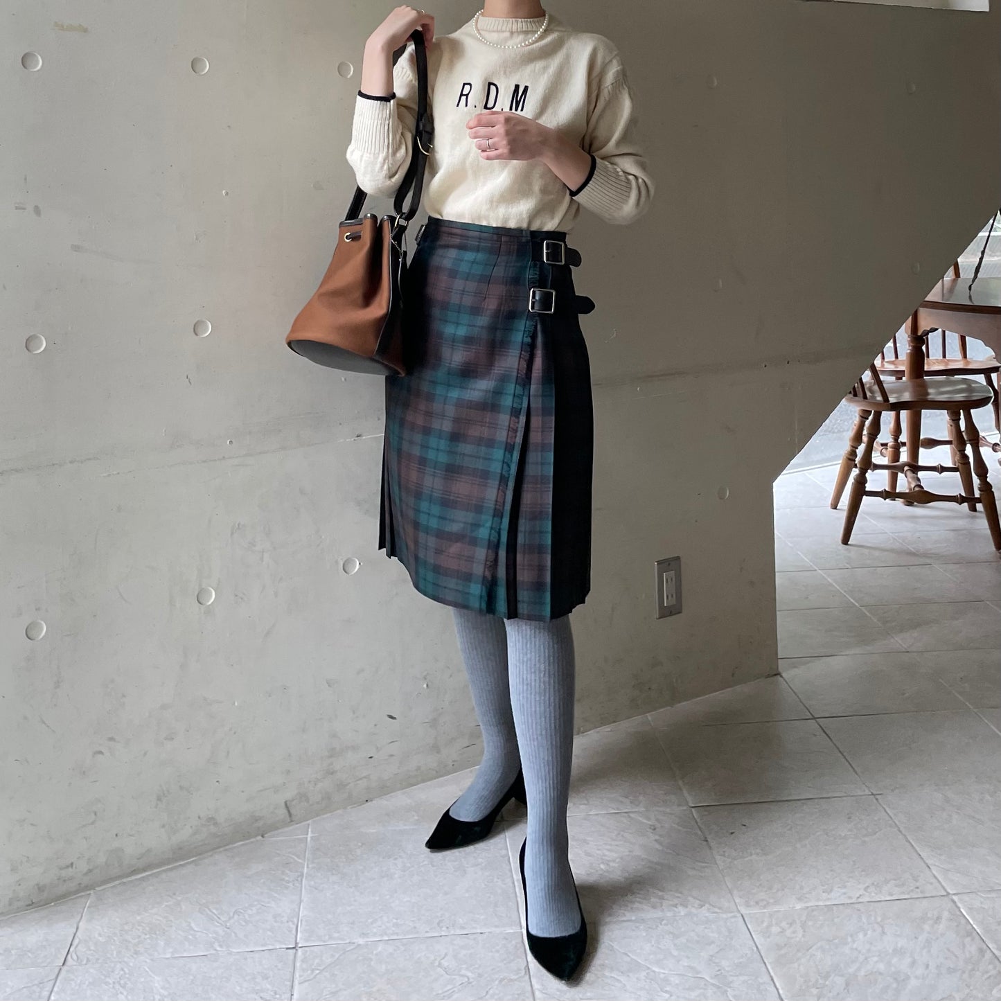 【10/31(金)21時〜プレオーダー開始】O'neil of Dublin キルトスカート ダブルベルト ブラウンウォッチ