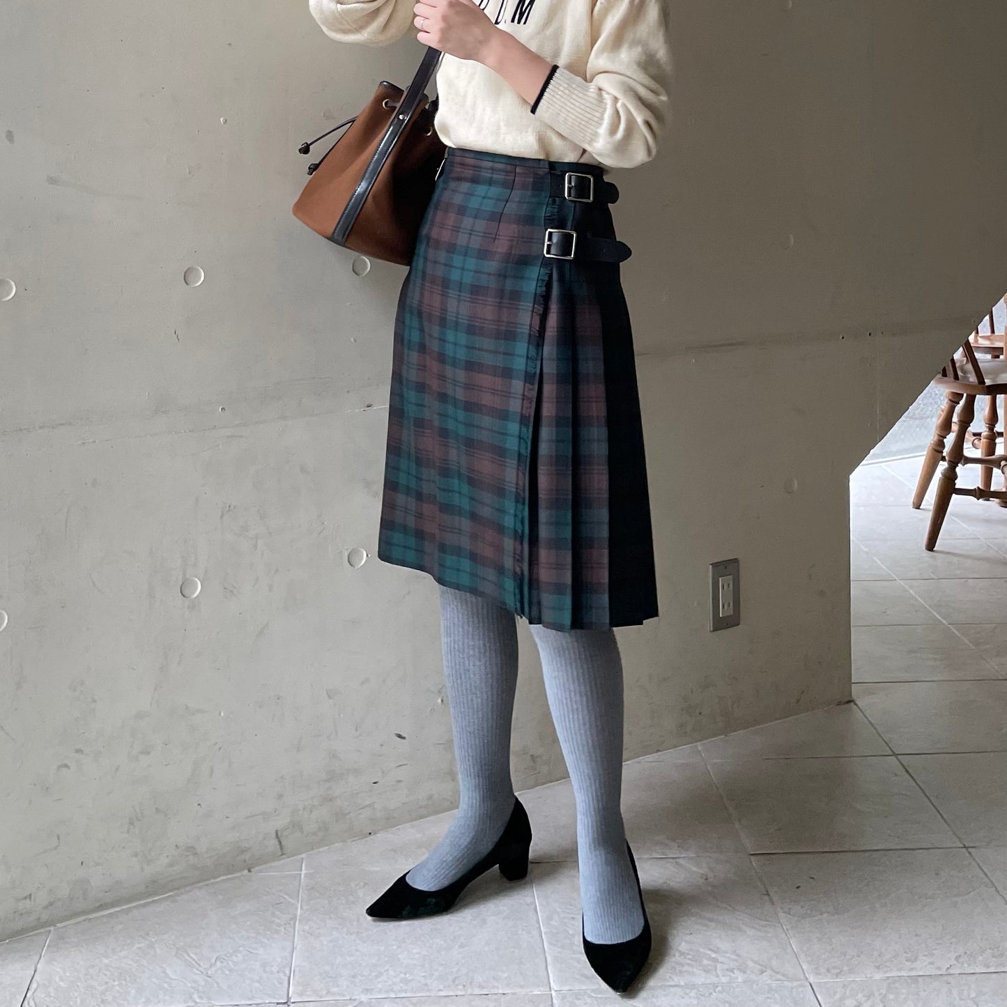 【10/31(金)21時〜プレオーダー開始】O'neil of Dublin キルトスカート ダブルベルト ブラウンウォッチ