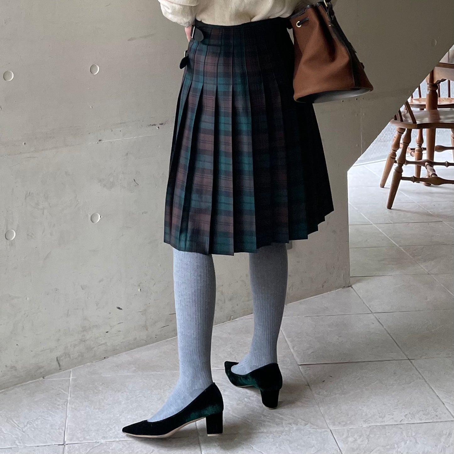 【10/31(金)21時〜プレオーダー開始】O'neil of Dublin キルトスカート ダブルベルト ブラウンウォッチ