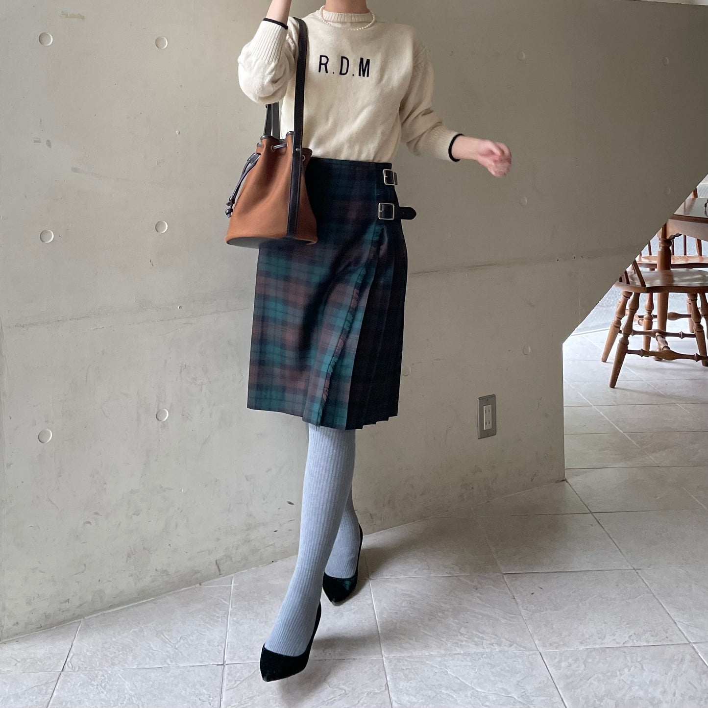 【10/31(金)21時〜プレオーダー開始】O'neil of Dublin キルトスカート ダブルベルト ブラウンウォッチ