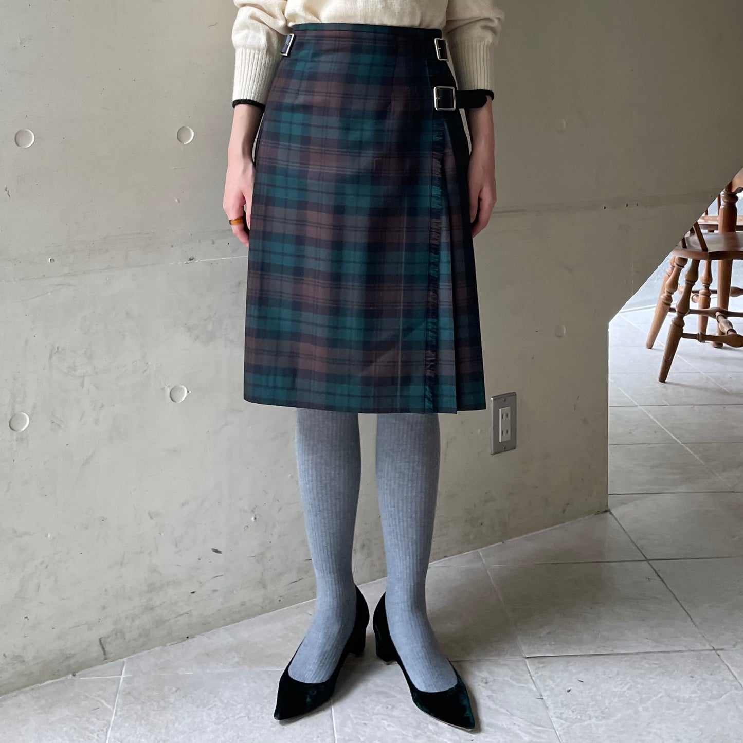 【10/31(金)21時〜プレオーダー開始】O'neil of Dublin キルトスカート ダブルベルト ブラウンウォッチ