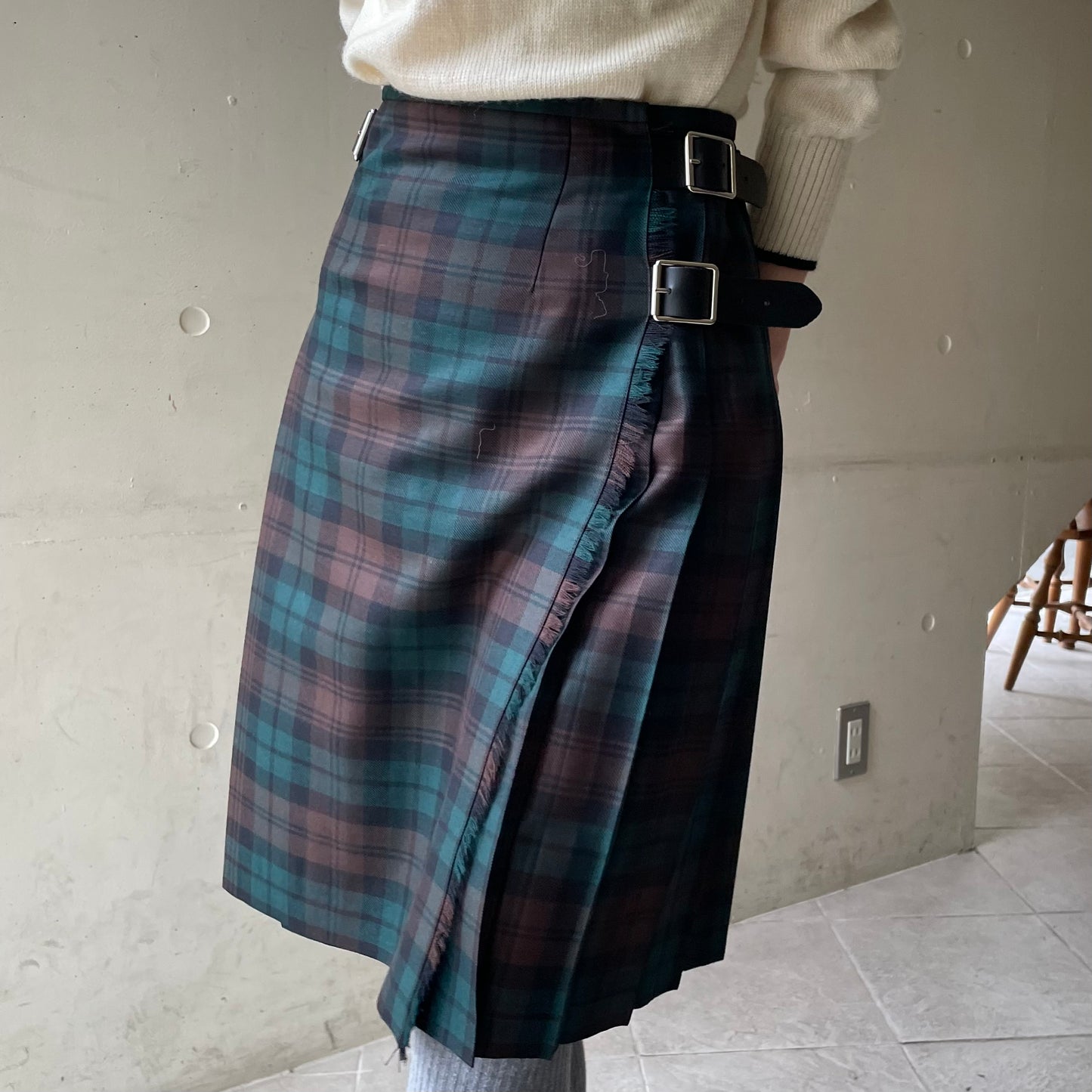 【10/31(金)21時〜プレオーダー開始】O'neil of Dublin キルトスカート ダブルベルト ブラウンウォッチ