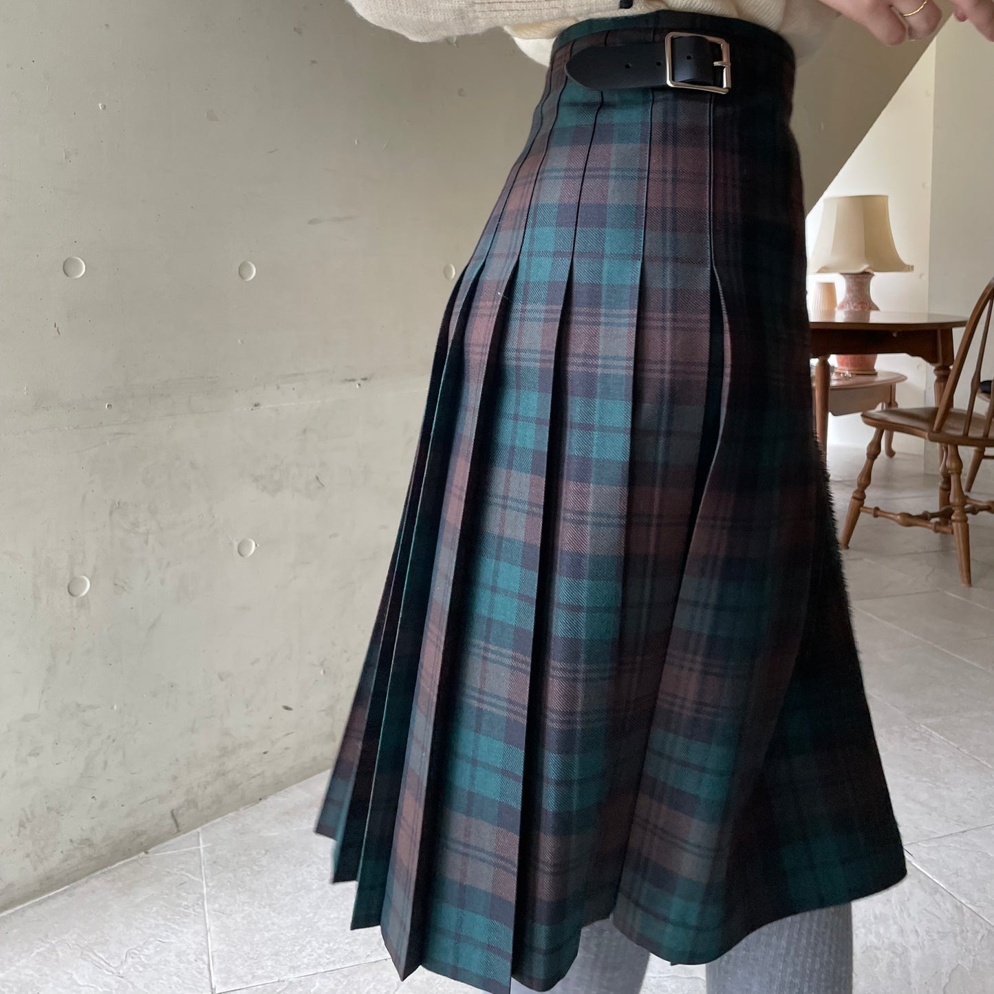 O'neil of Dublin キルトスカート ダブルベルト ブラウンウォッチ