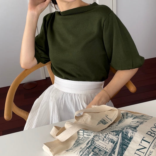 lalagom パフスリーブニットトップス