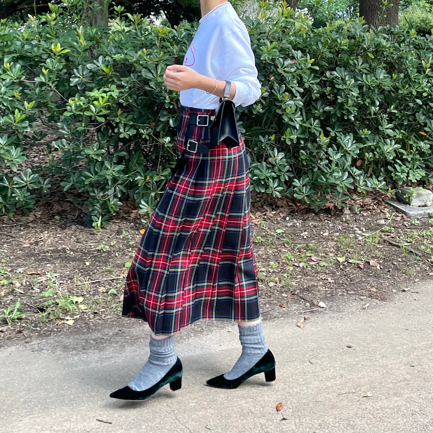 【10/31(金)21時〜プレオーダー開始】O'neil of Dublin キルトスカート ダブルベルト ブラックスチュワート