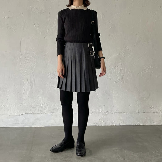 O'neil of Dublin キルトスカート ダブルベルトミニ グレー