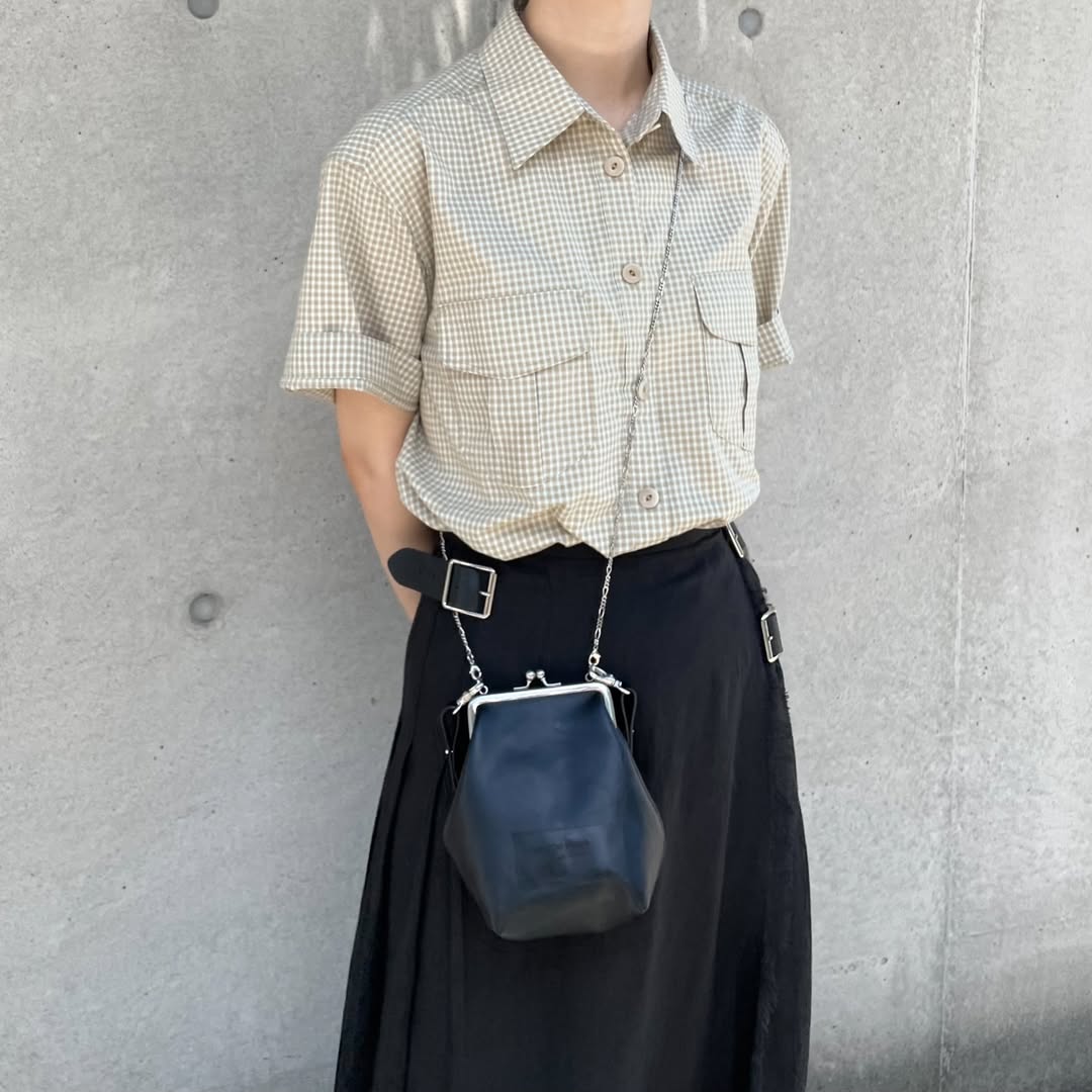 O'neil of Dublin リネンキルトスカート ブラック ワイドダブルベルト