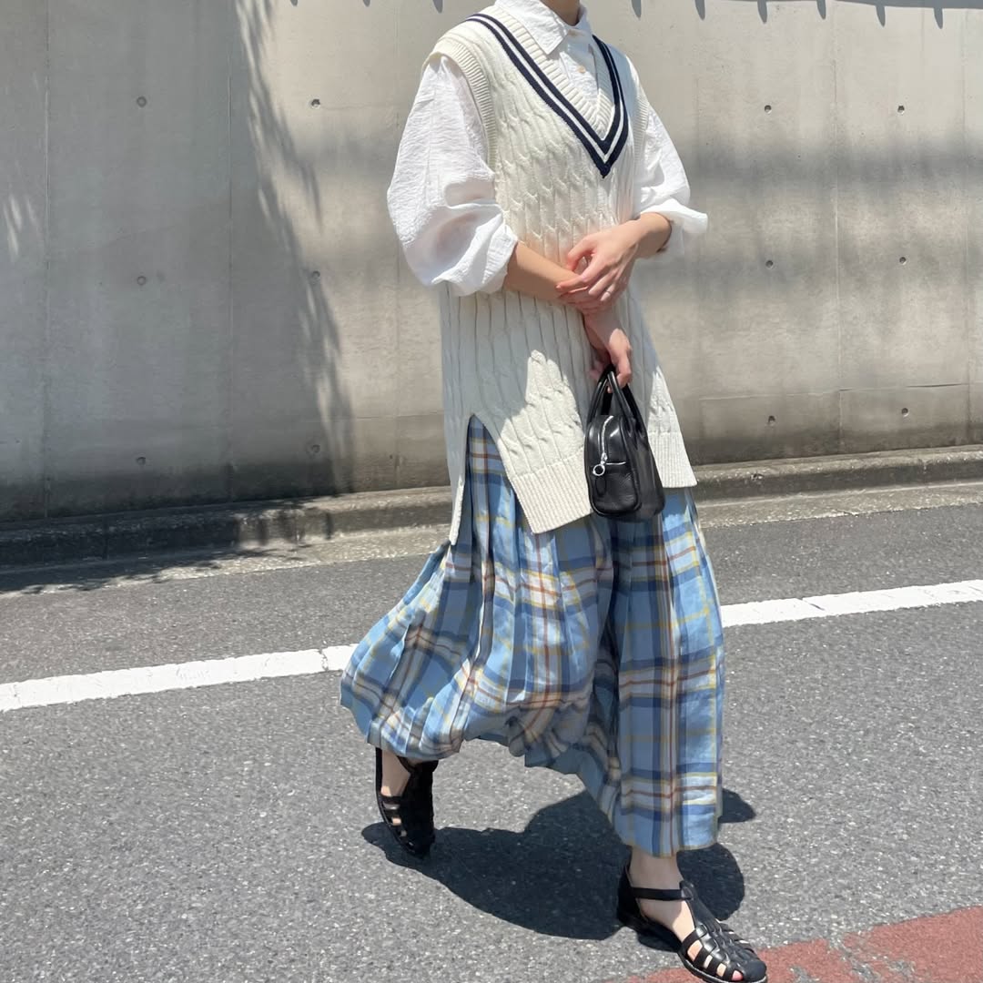 O'neil of Dublin リネンキルトスカート デリーキナイ オールラウンドプリーツ